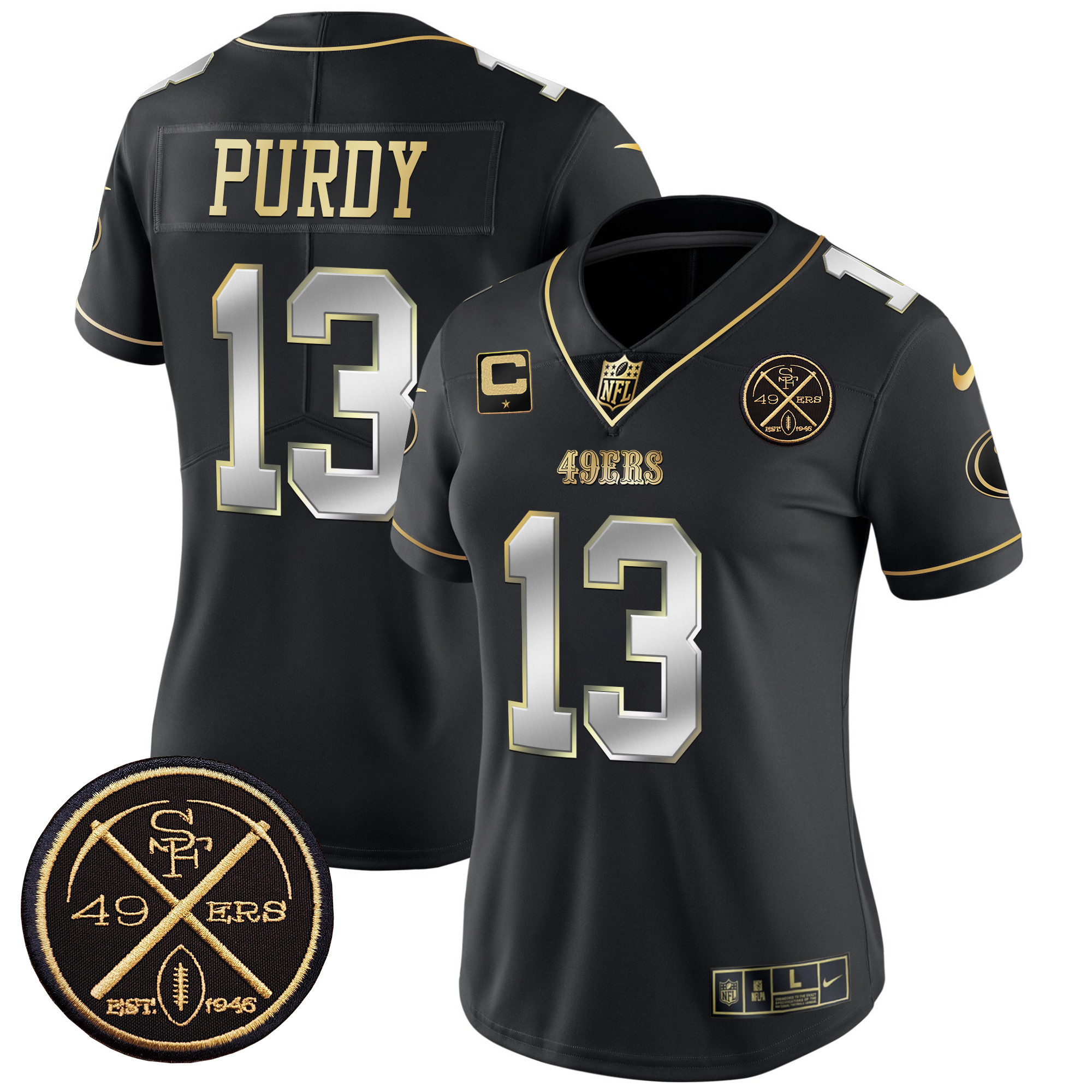 Brock Purdy Women's San Francisco 49ers Est.1946 Patch Vapor Limited Black Limited Jersey - All Stitched