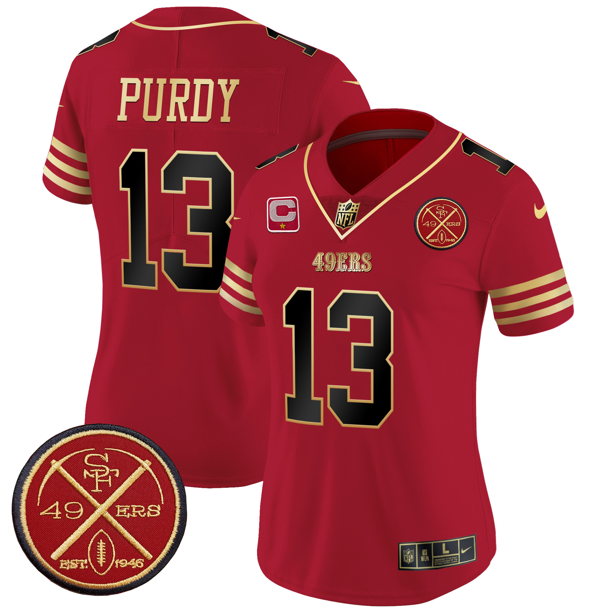 Brock Purdy Women's San Francisco 49ers Est.1946 Patch Vapor Limited Black Scarlet Jersey - All Stitched
