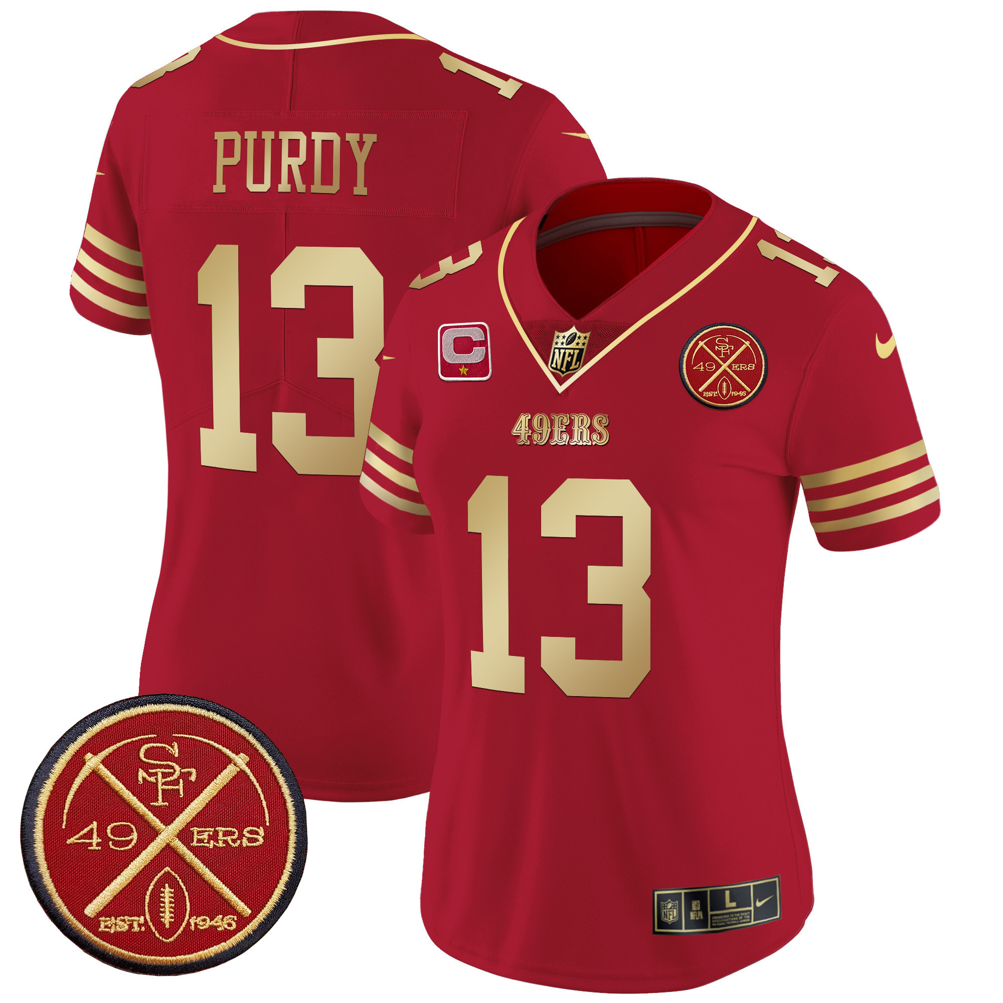 Brock Purdy Women's San Francisco 49ers Est.1946 Patch Vapor Limited Scarlet Gold Jersey - All Stitched