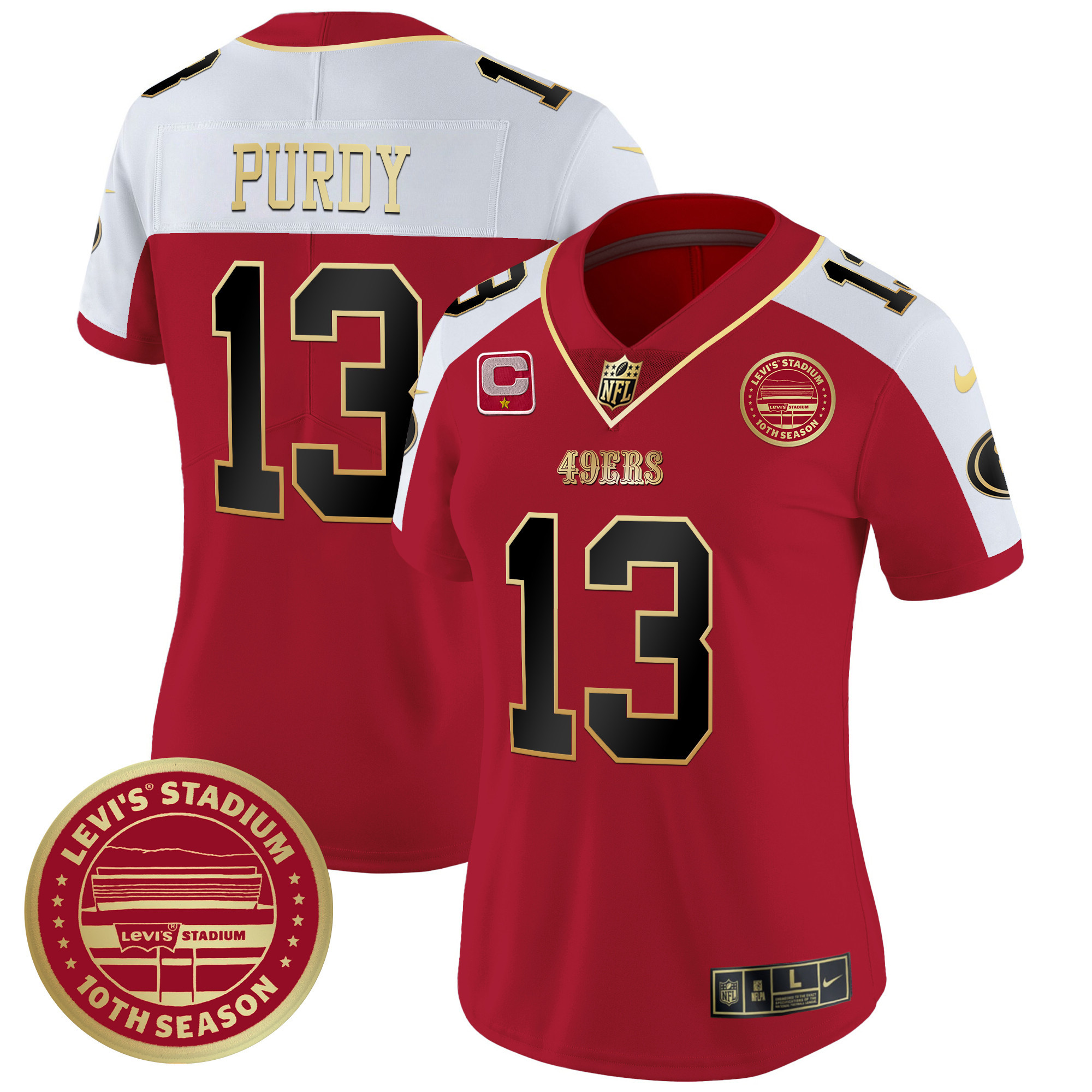 Brock Purdy Women's San Francisco 49ers Levi'S Stadium 10th Season Patch Vapor Limited Alternate Jersey - All Stitched