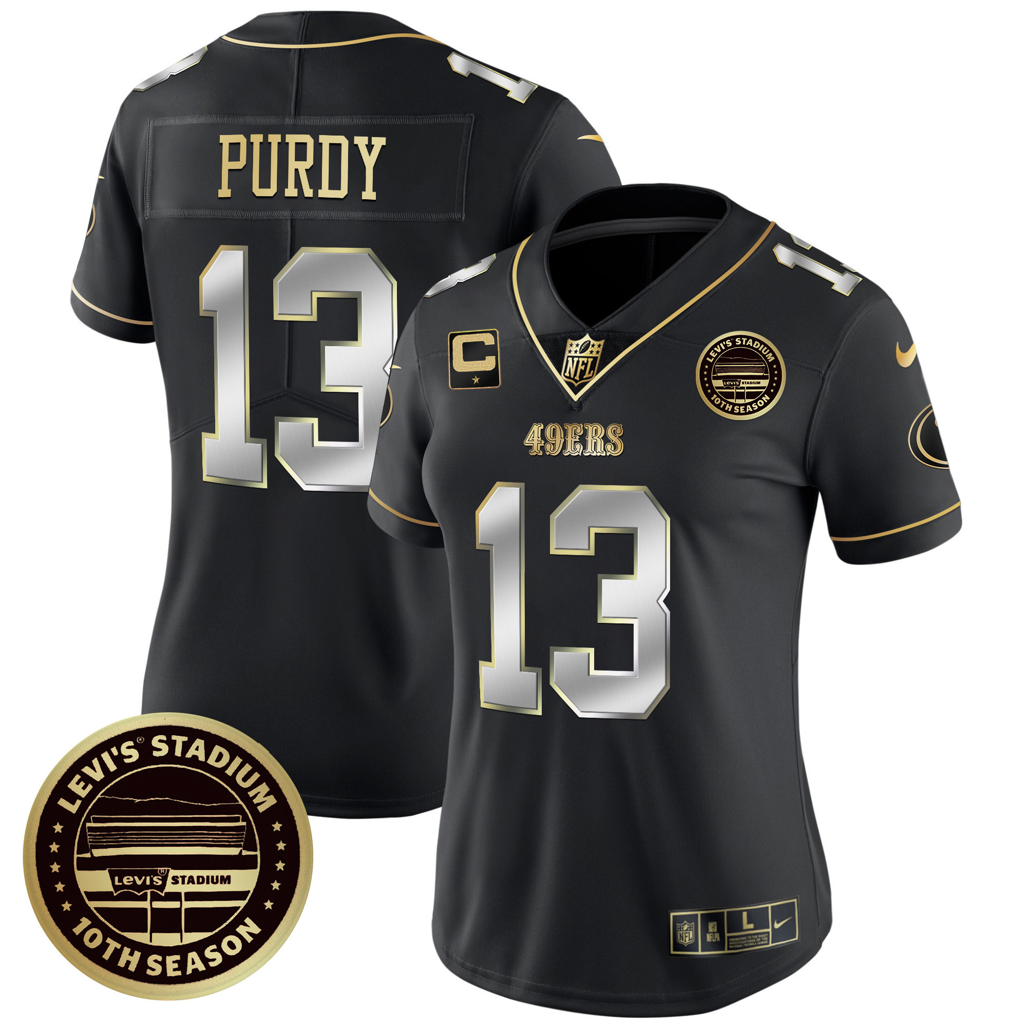Brock Purdy Women's San Francisco 49ers Levi'S Stadium 10th Season Patch Vapor Limited Black Limited Jersey - All Stitched