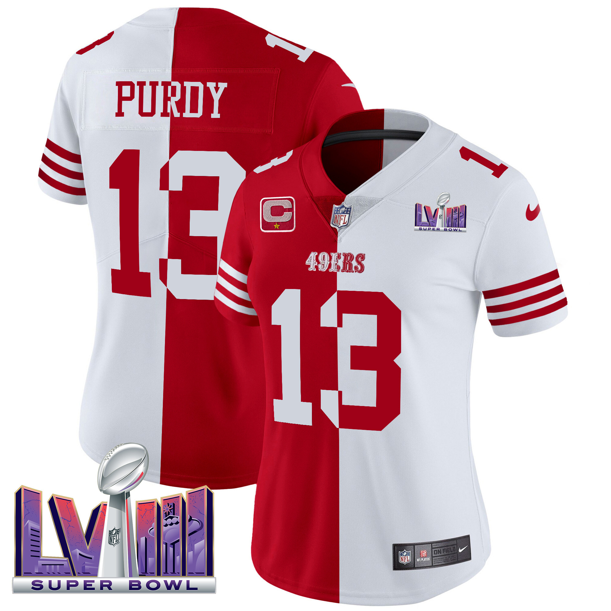 Brock Purdy Women's San Francisco 49ers  Super Bowl LVIII Patch Vapor Split Jersey - All Stitched