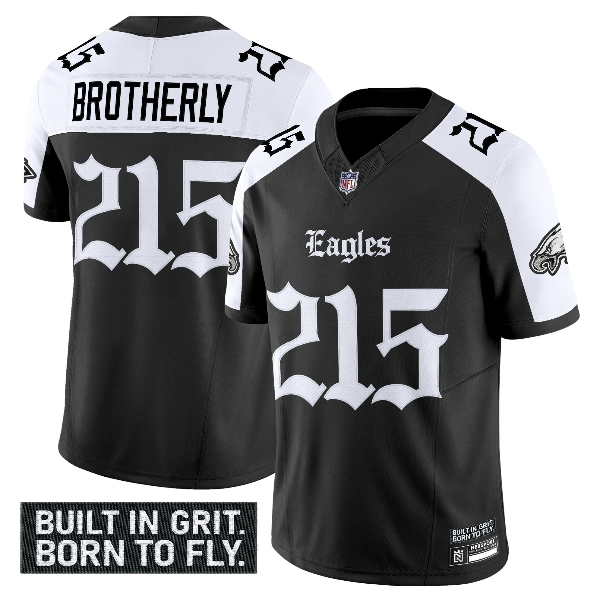 Brotherly 215 Men's Philadelphia Eagles 'Gothic Philly Edition' Vapor Limited Alternate Jersey - All Stitched