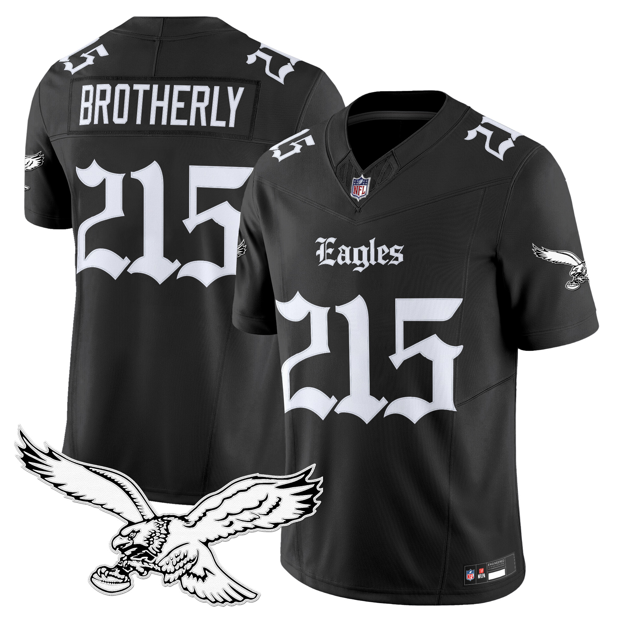 Brotherly 215 Men's Philadelphia Eagles 'Gothic Philly Edition' Vapor Limited Black Jersey - All Stitched