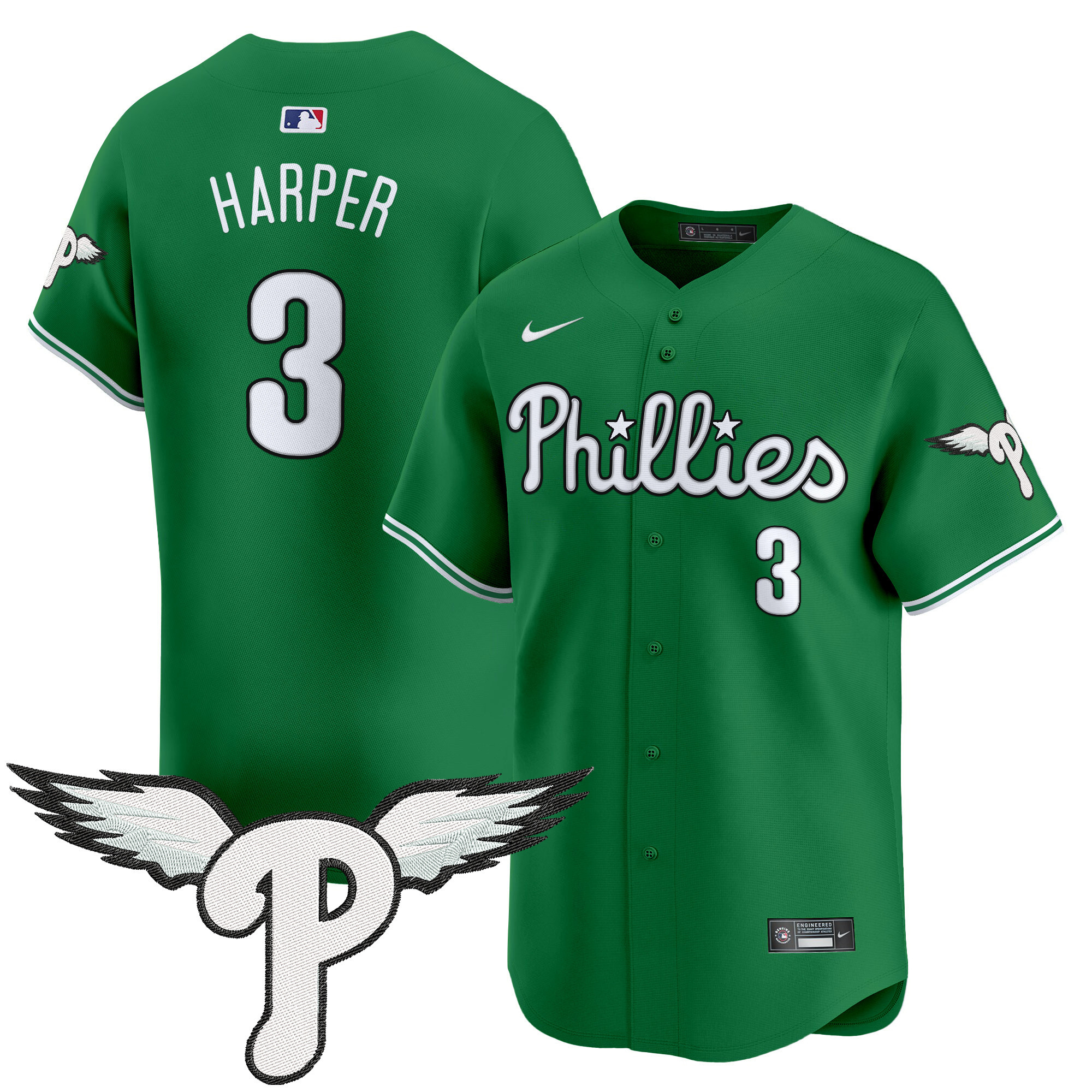 Bryce Harper Men's Philadelphia Phillies 2025 Vapor Premier Limited Kelly Green Jersey - All Stitched
