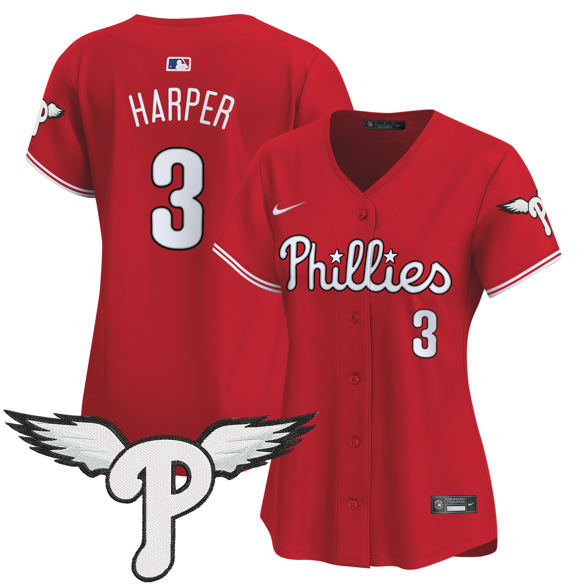 Bryce Harper Women's Philadelphia Phillies 2025 Vapor Premier Limited Red Jersey - All Stitched