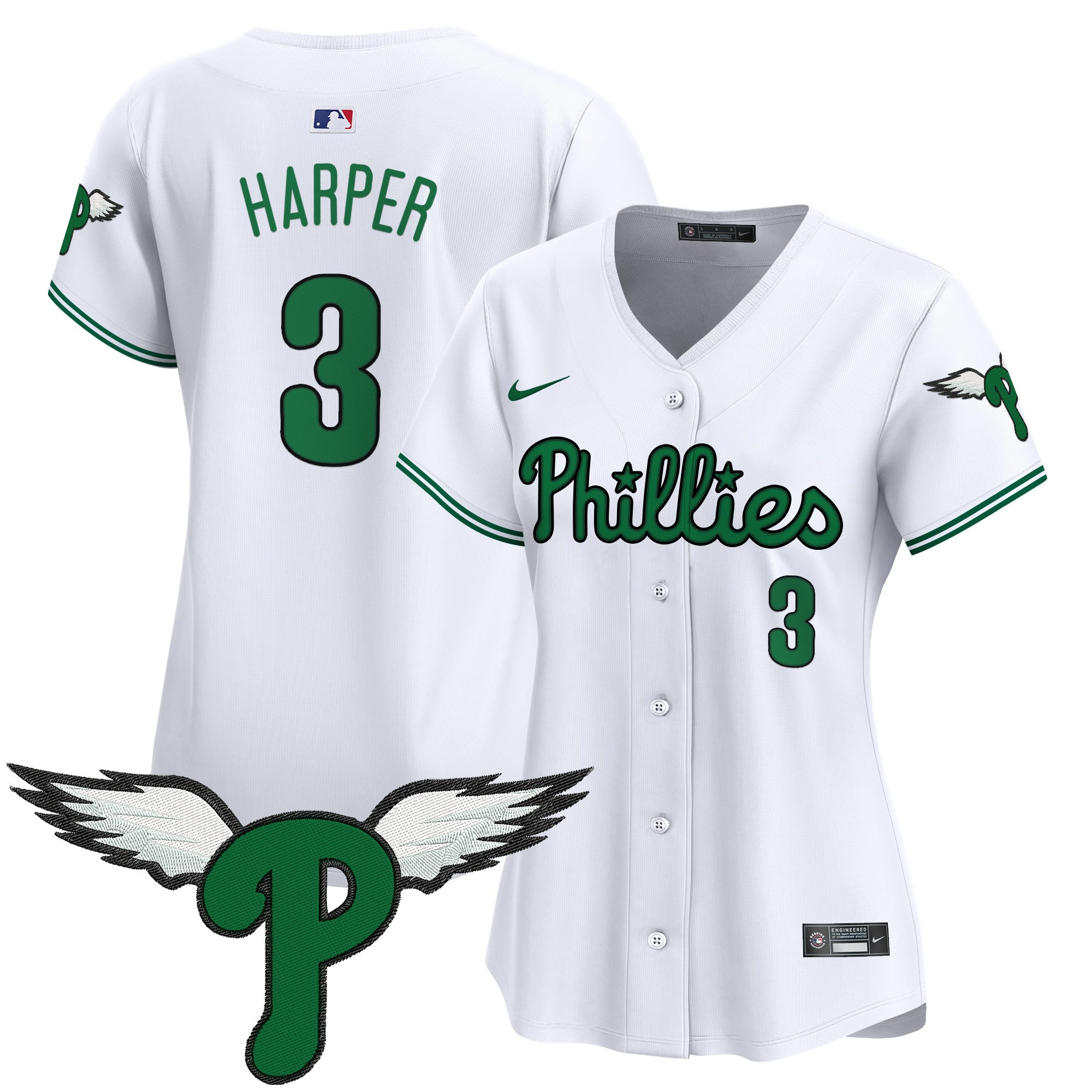 Bryce Harper Women's Philadelphia Phillies 2025 Vapor Premier Limited White Jersey - All Stitched
