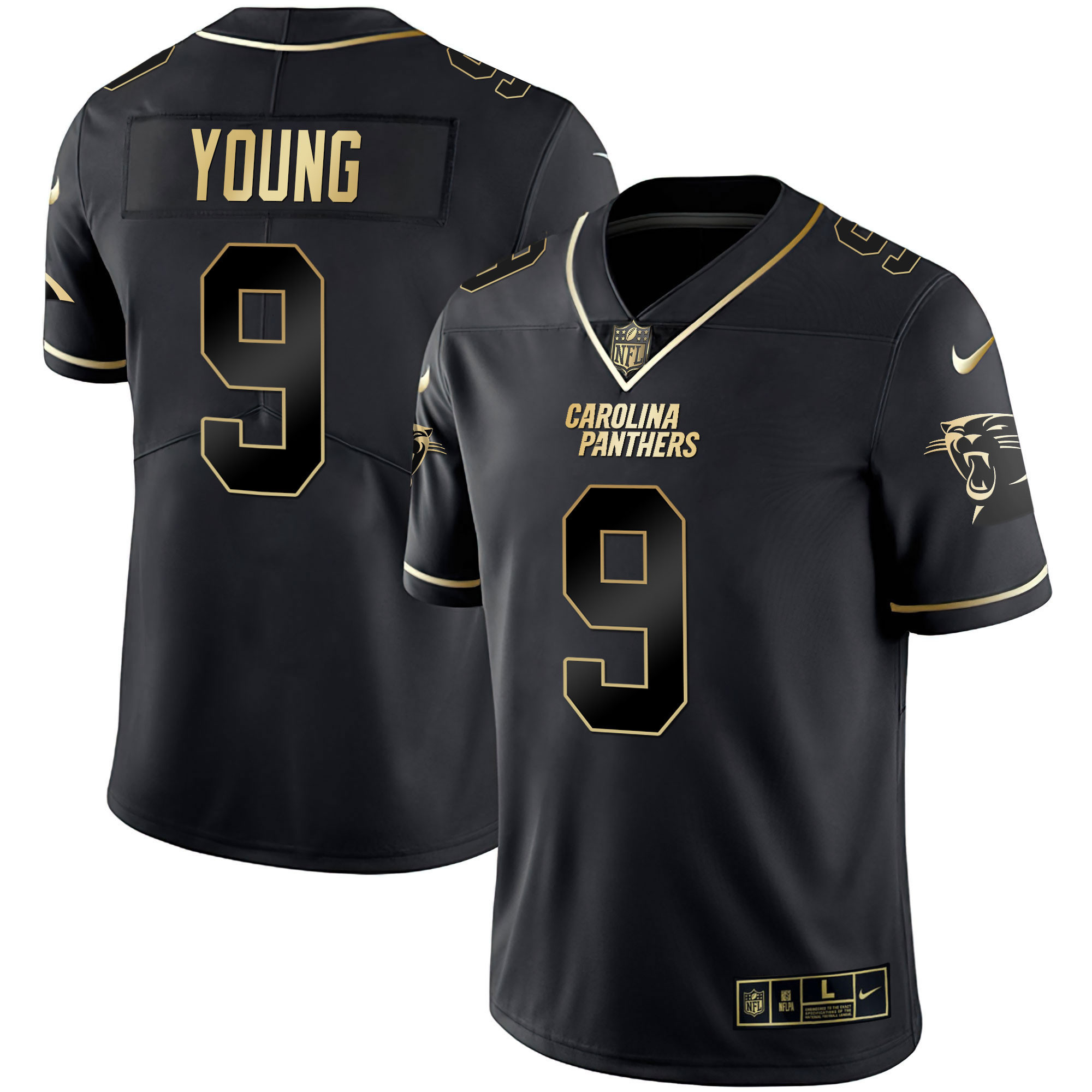 Bryce Young Men's Carolina Panthers Black Gold & White Gold Vapor Limited Black Gold Jersey - All Stitched