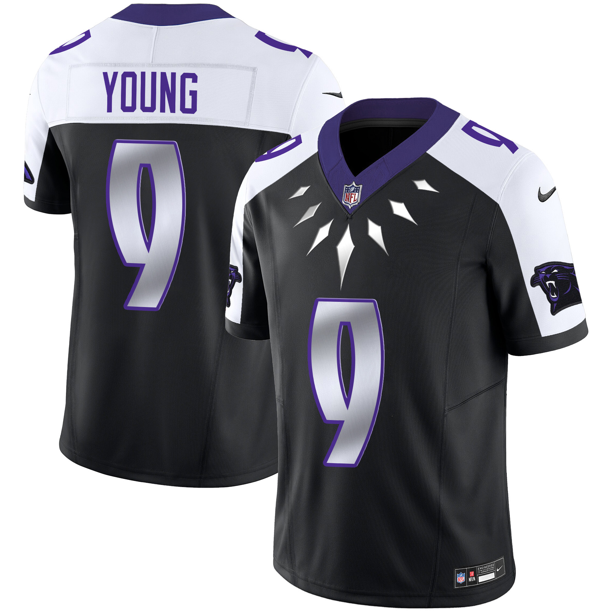 Bryce Young Men's Carolina Panthers Wakanda Vapor Limited Black Alternate Jersey - All Stitched