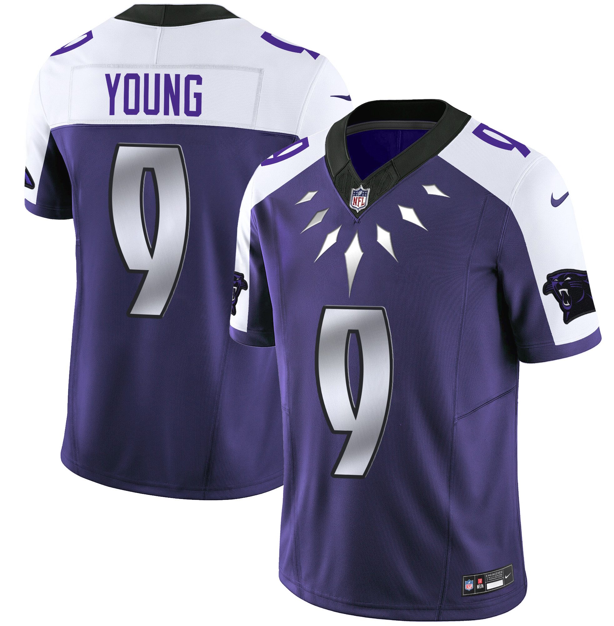 Bryce Young Men's Carolina Panthers Wakanda Vapor Limited Purple Alternate Jersey - All Stitched