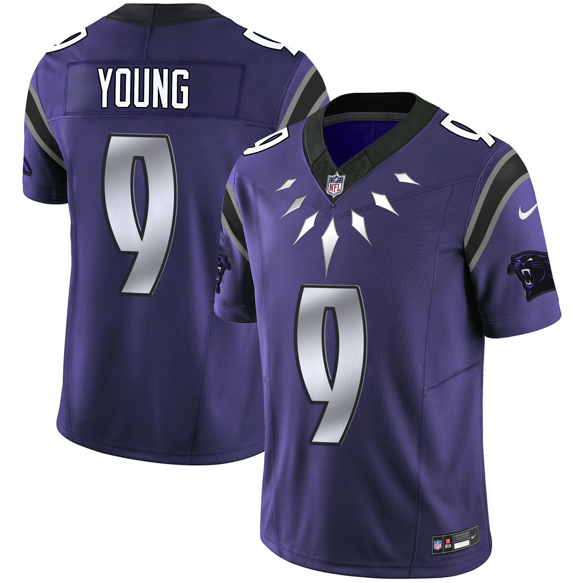 Bryce Young Men's Carolina Panthers Wakanda Vapor Limited Purple Jersey - All Stitched