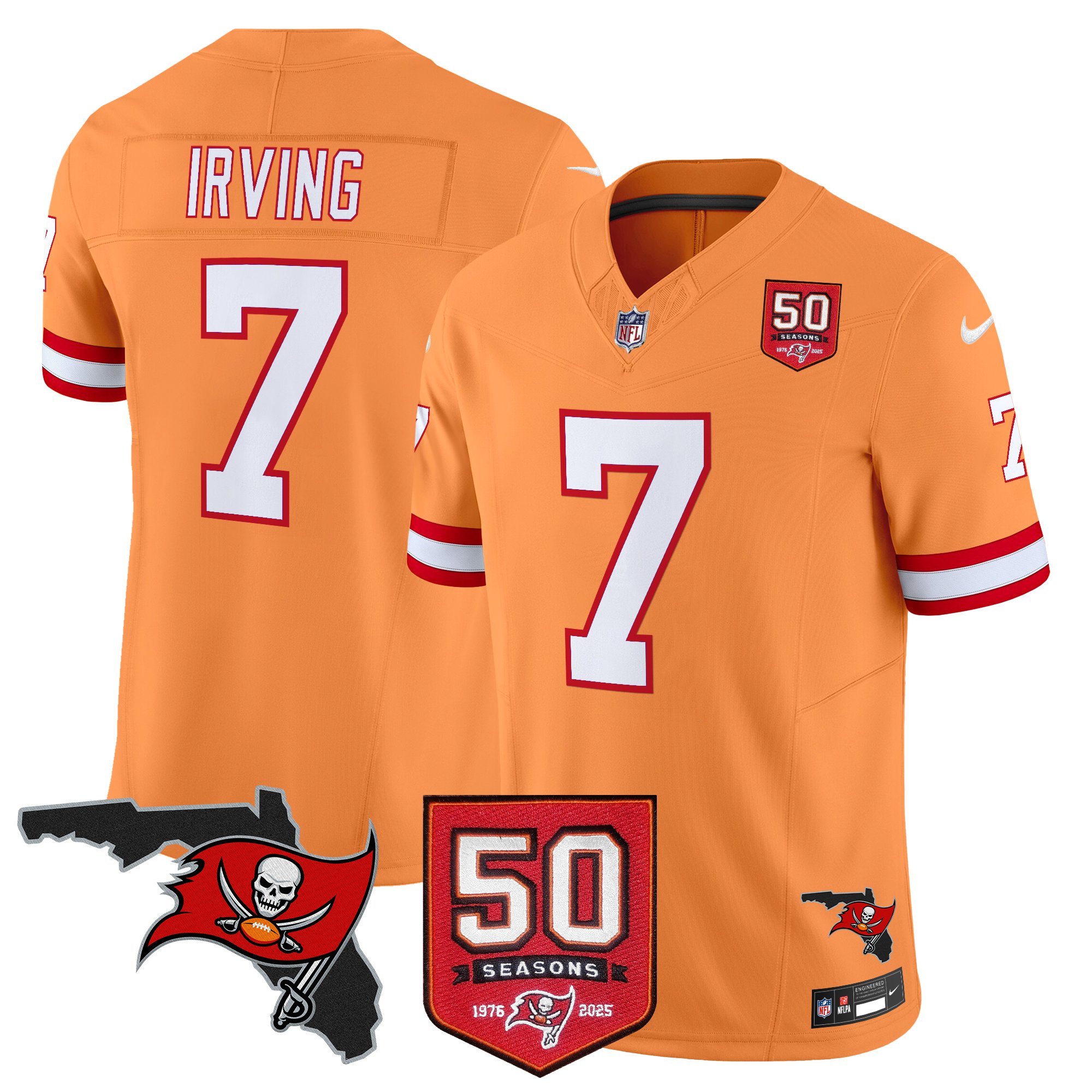 Bucky Irving Men's Tampa Bay Buccaneers 50th Season Patch Vapor Limited Creamsicle Jersey - All Stitched