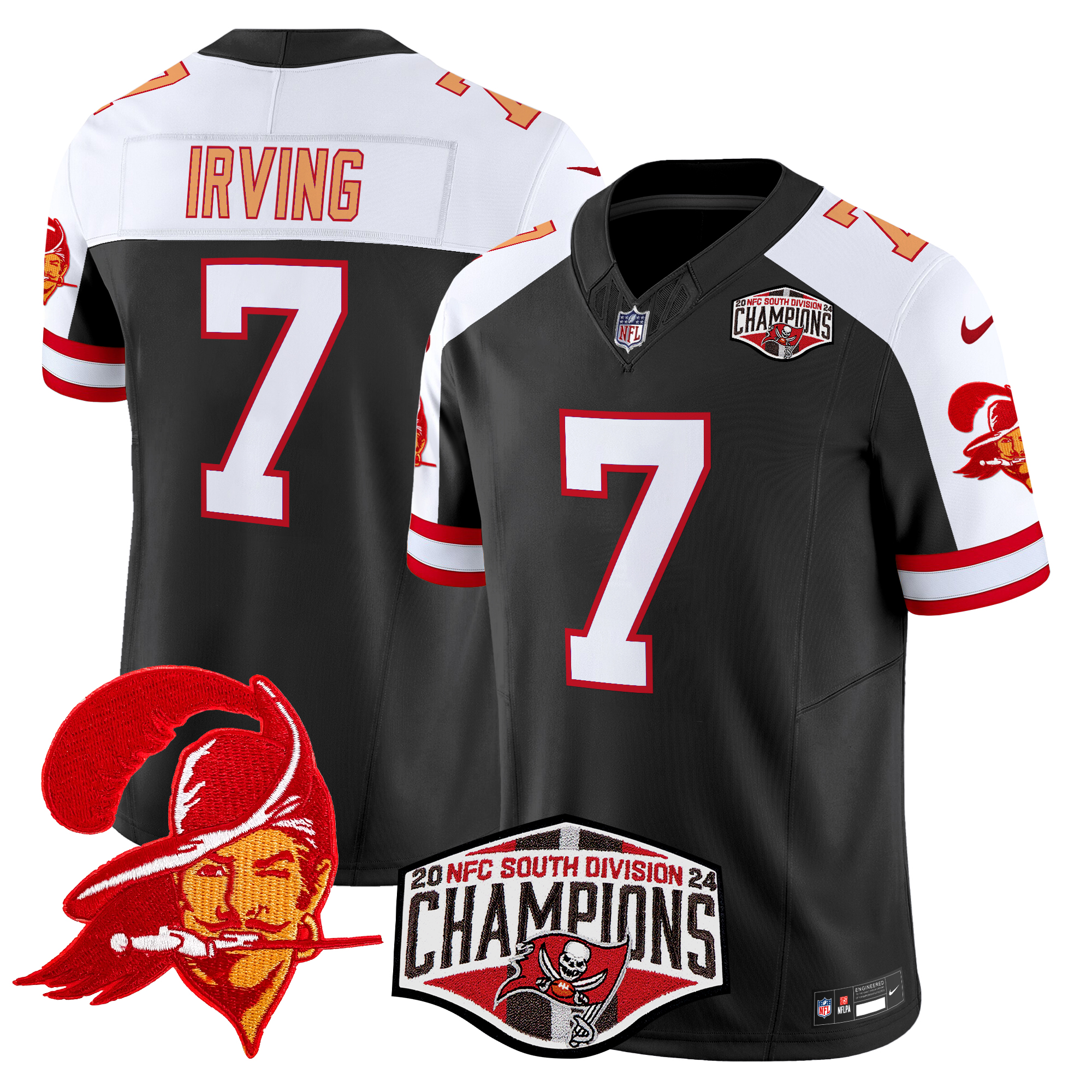 Bucky Irving Men's Tampa Bay Buccaneers Creamsicle 2024 NFC South Division Champions Patch Vapor Limited Black Alternate Jersey - All Stitched