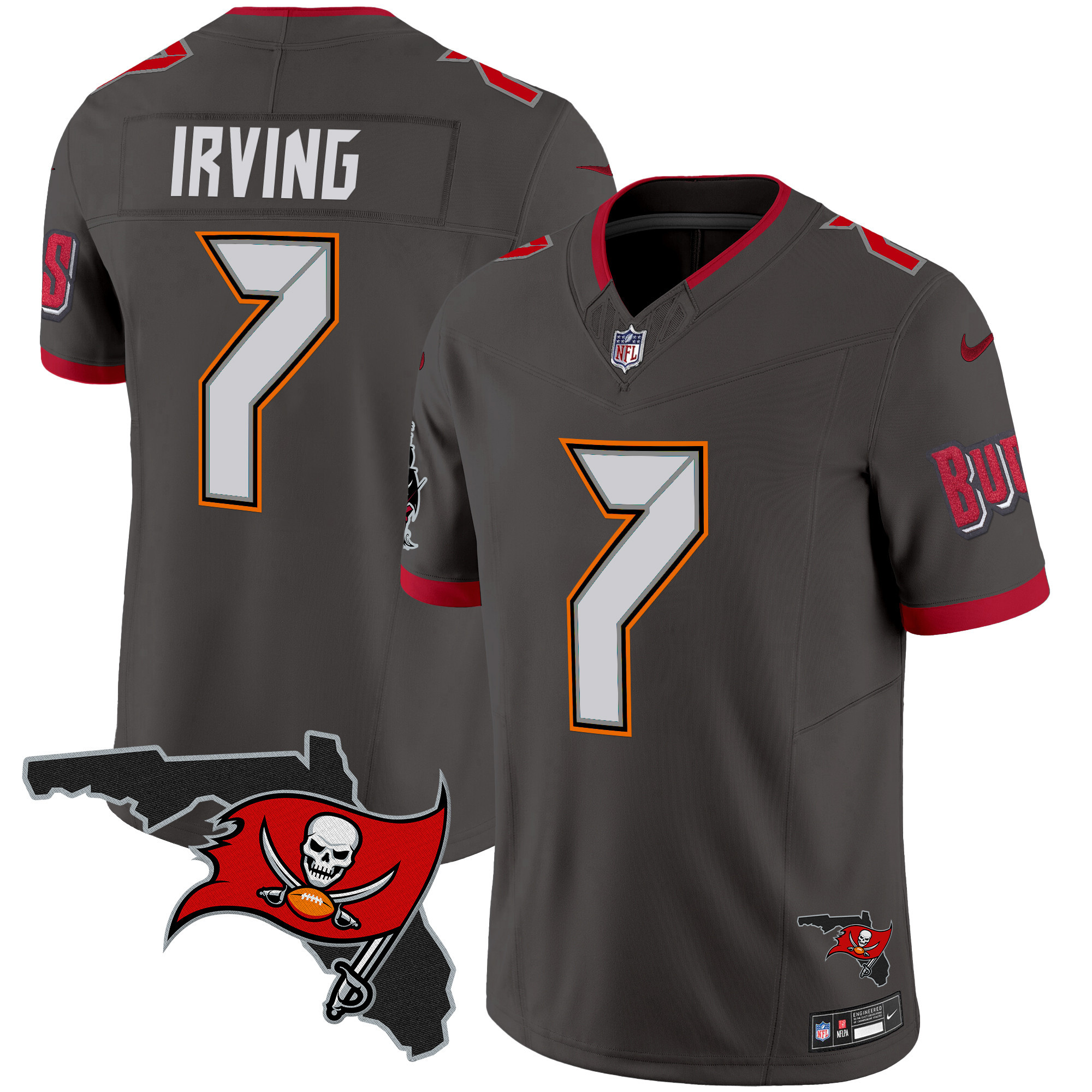 Bucky Irving Men's Tampa Bay Buccaneers Florida Patch Vapor Limited Pewter Jersey - All Stitched