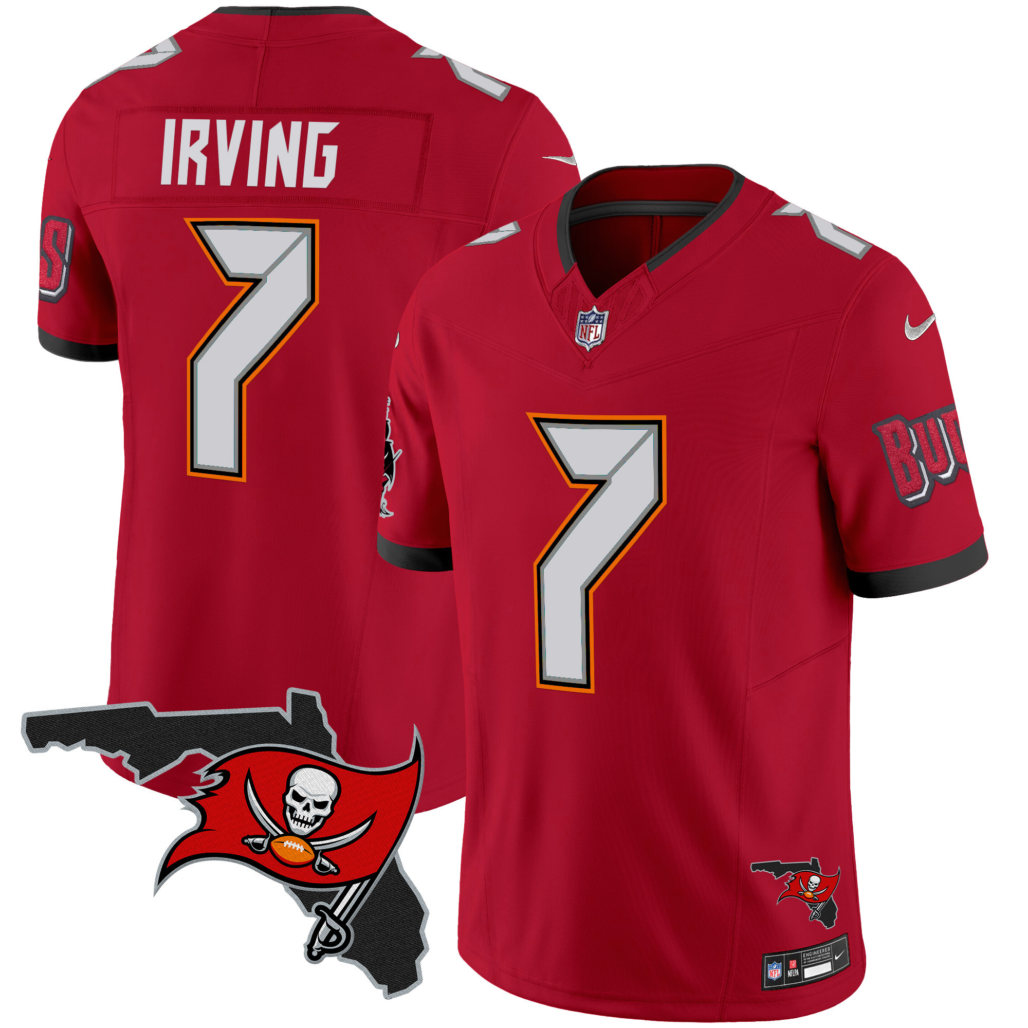 Bucky Irving Men's Tampa Bay Buccaneers Florida Patch Vapor Limited Red Jersey - All Stitched