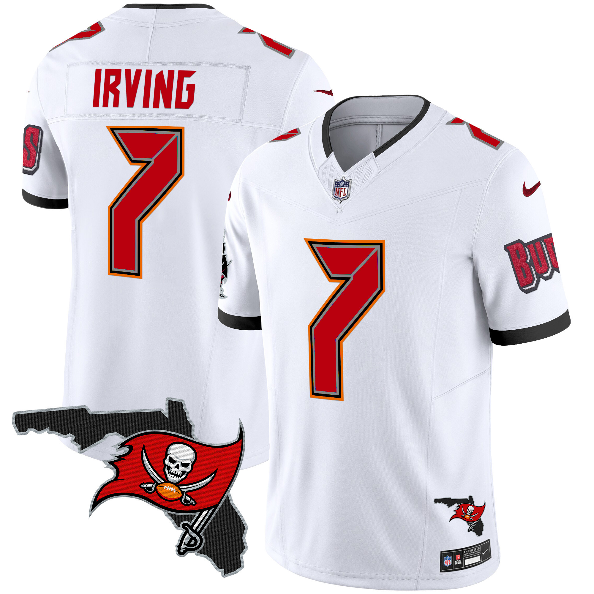 Bucky Irving Men's Tampa Bay Buccaneers Florida Patch Vapor Limited White Jersey - All Stitched
