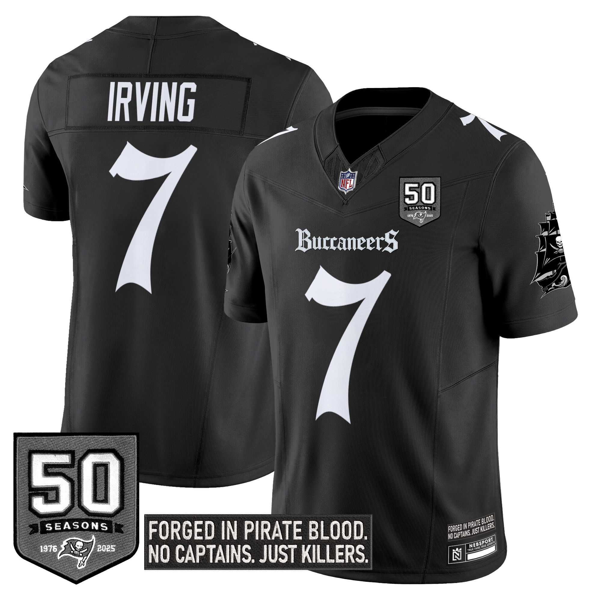 Bucky Irving Men's Tampa Bay Buccaneers 'Gothic Pirate Shadows Edition' Limited Black Jersey - All Stitched