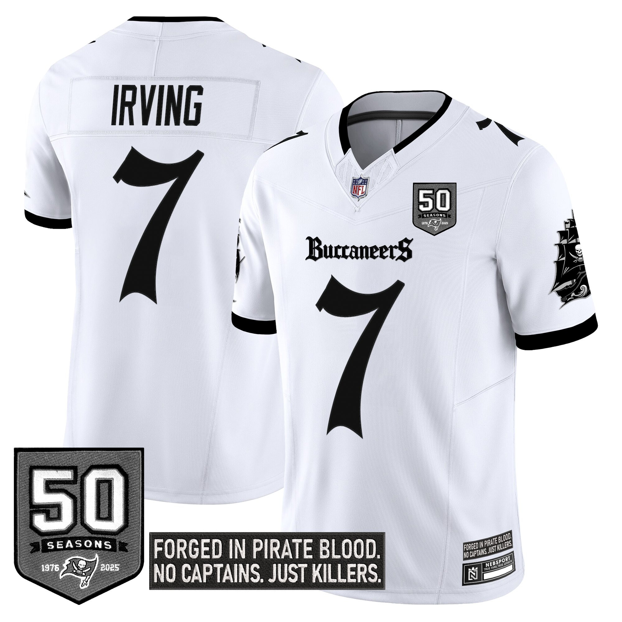 Bucky Irving Men's Tampa Bay Buccaneers 'Gothic Pirate Shadows Edition' Limited White Jersey - All Stitched