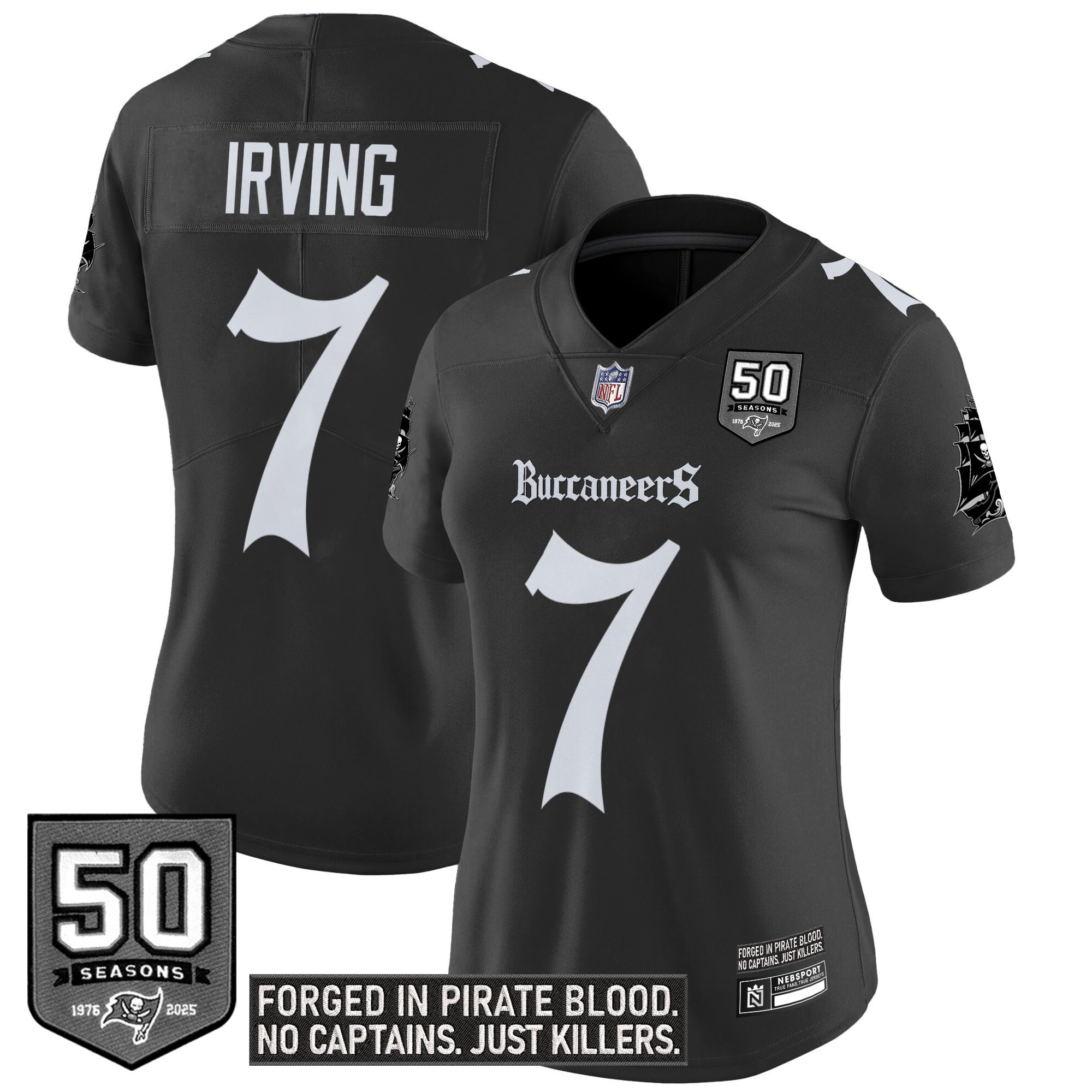 Bucky Irving Women's Tampa Bay Buccaneers 'Gothic Pirate Shadows Edition' Vapor Limited Black Jersey - All Stitched