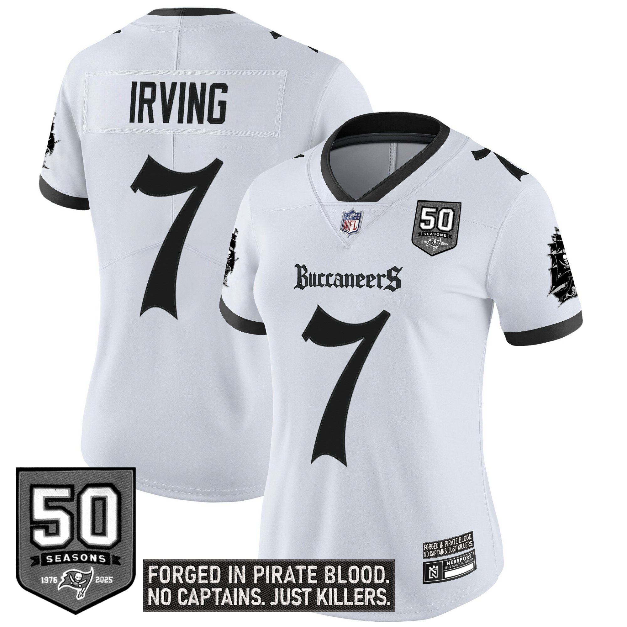 Bucky Irving Women's Tampa Bay Buccaneers 'Gothic Pirate Shadows Edition' Vapor Limited White Jersey - All Stitched