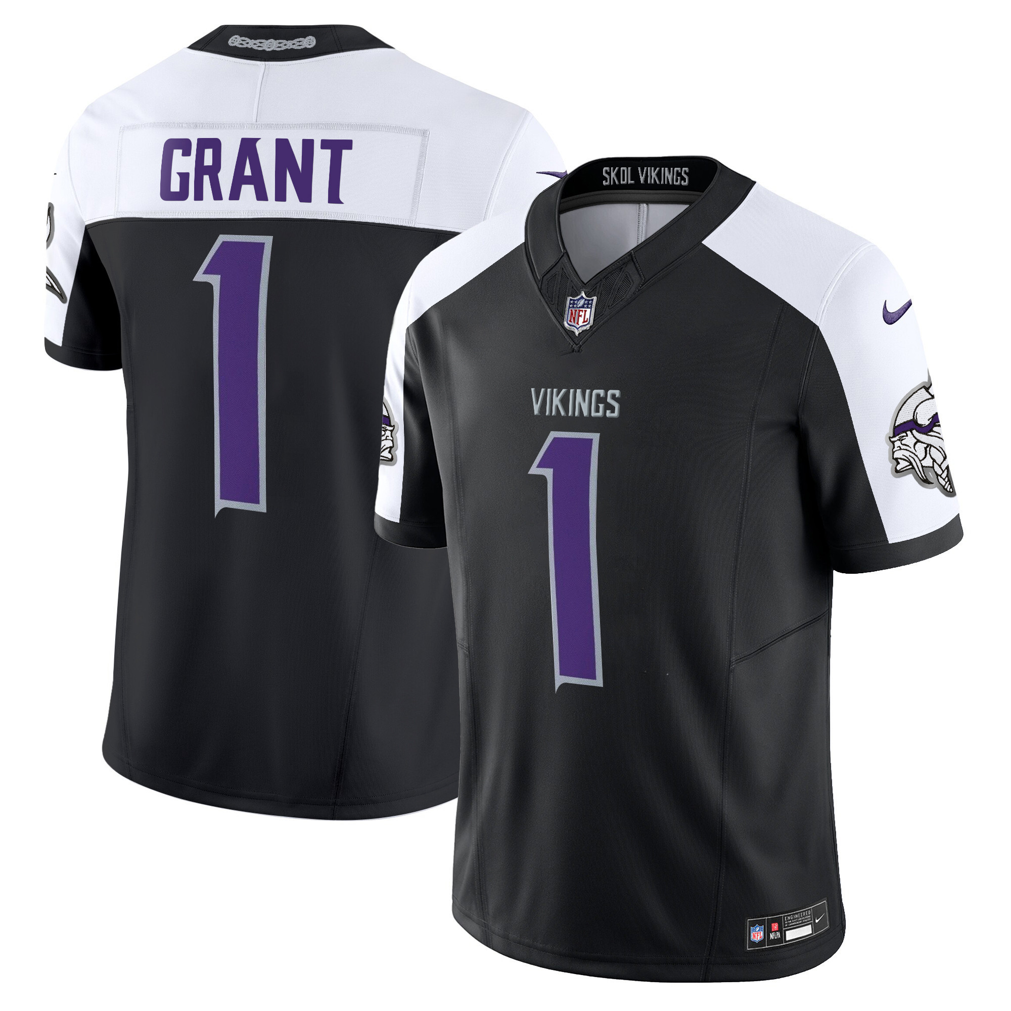 Bud Grant Men's 2024 Minnesota Vikings Winter Warrior Vapor Limited Black Alternate Jersey - All Stitched