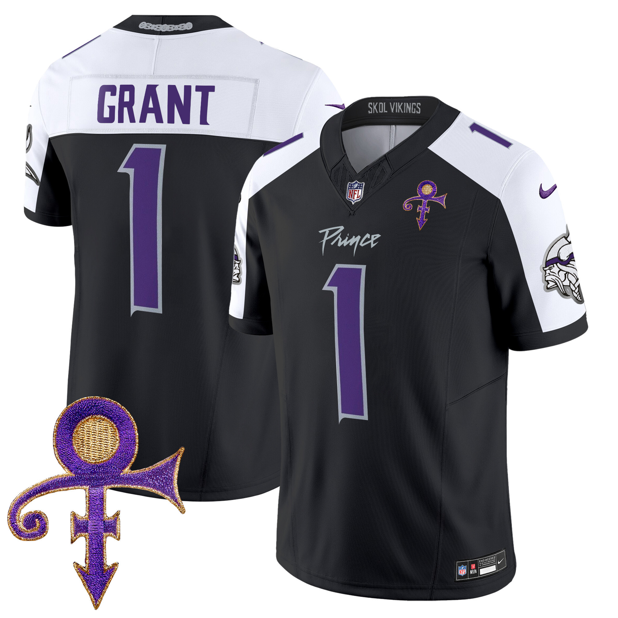 Bud Grant Men's Minnesota Vikings 2024 Prince Vapor Limited Black Alternate Jersey - All Stitched