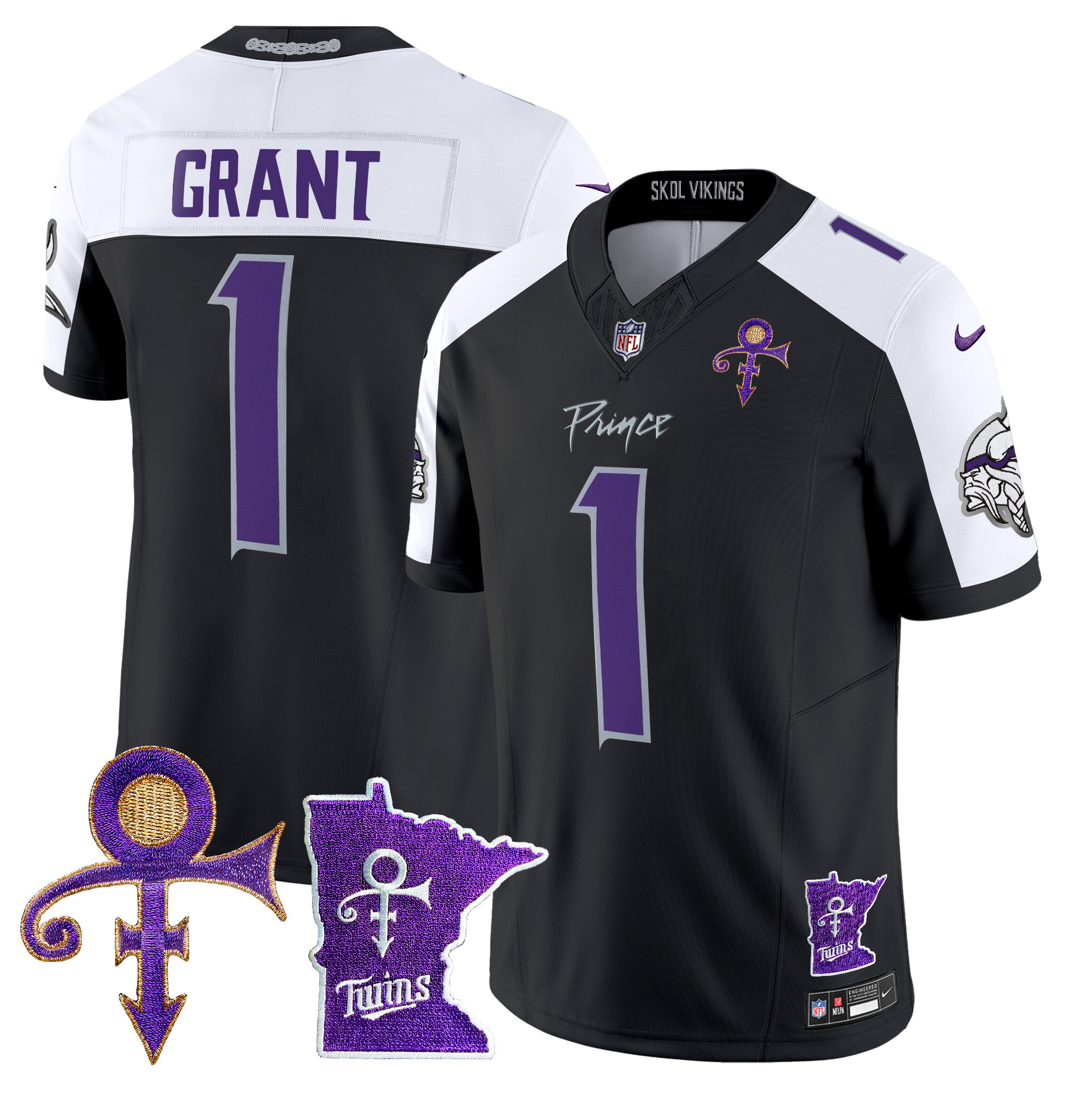 Bud Grant Men's Minnesota Vikings 2024 Prince Vapor Limited Black Alternate Jersey - All Stitched