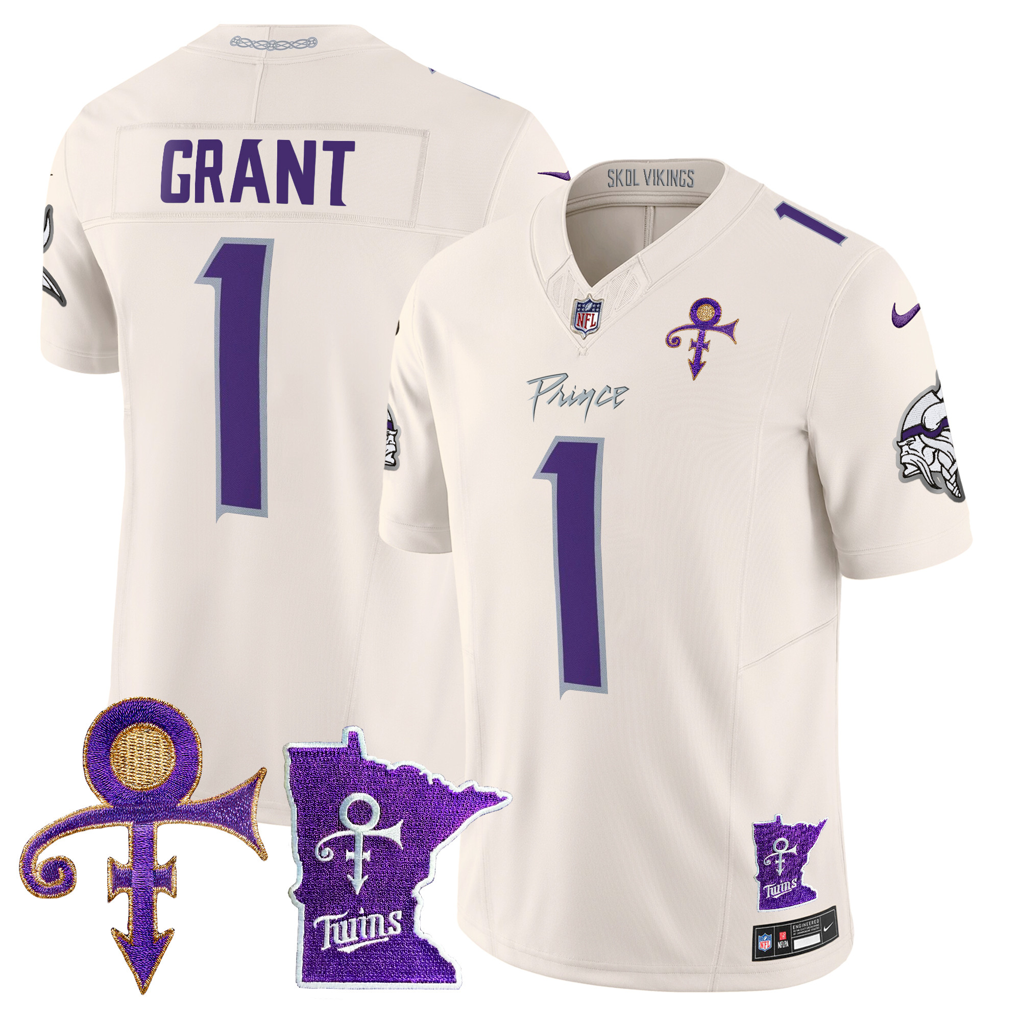 Bud Grant Men's Minnesota Vikings 2024 Prince Vapor Limited Cream Jersey - All Stitched