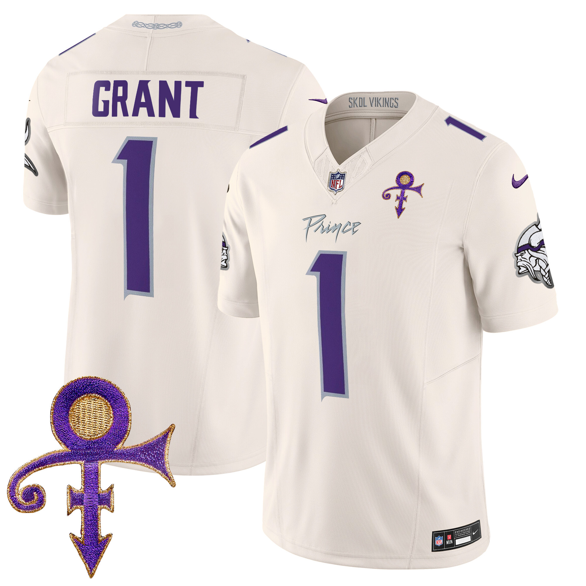 Bud Grant Men's Minnesota Vikings 2024 Prince Vapor Limited Cream Jersey - All Stitched
