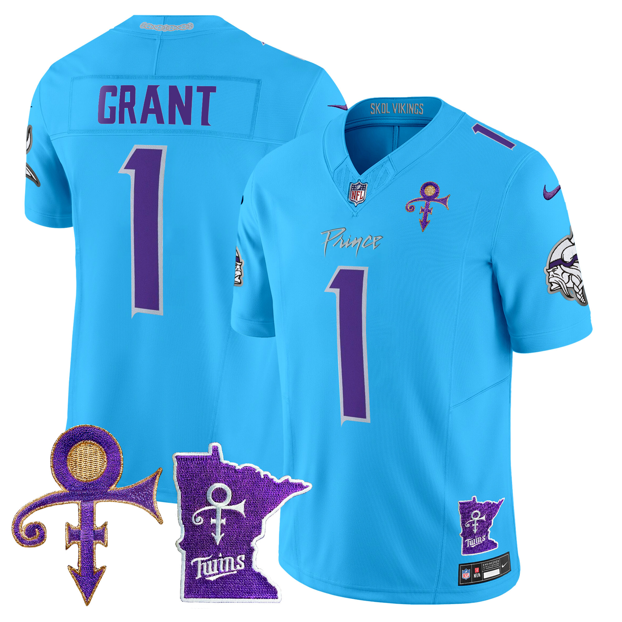 Bud Grant Men's Minnesota Vikings 2024 Prince Vapor Limited Light Blue Jersey - All Stitched