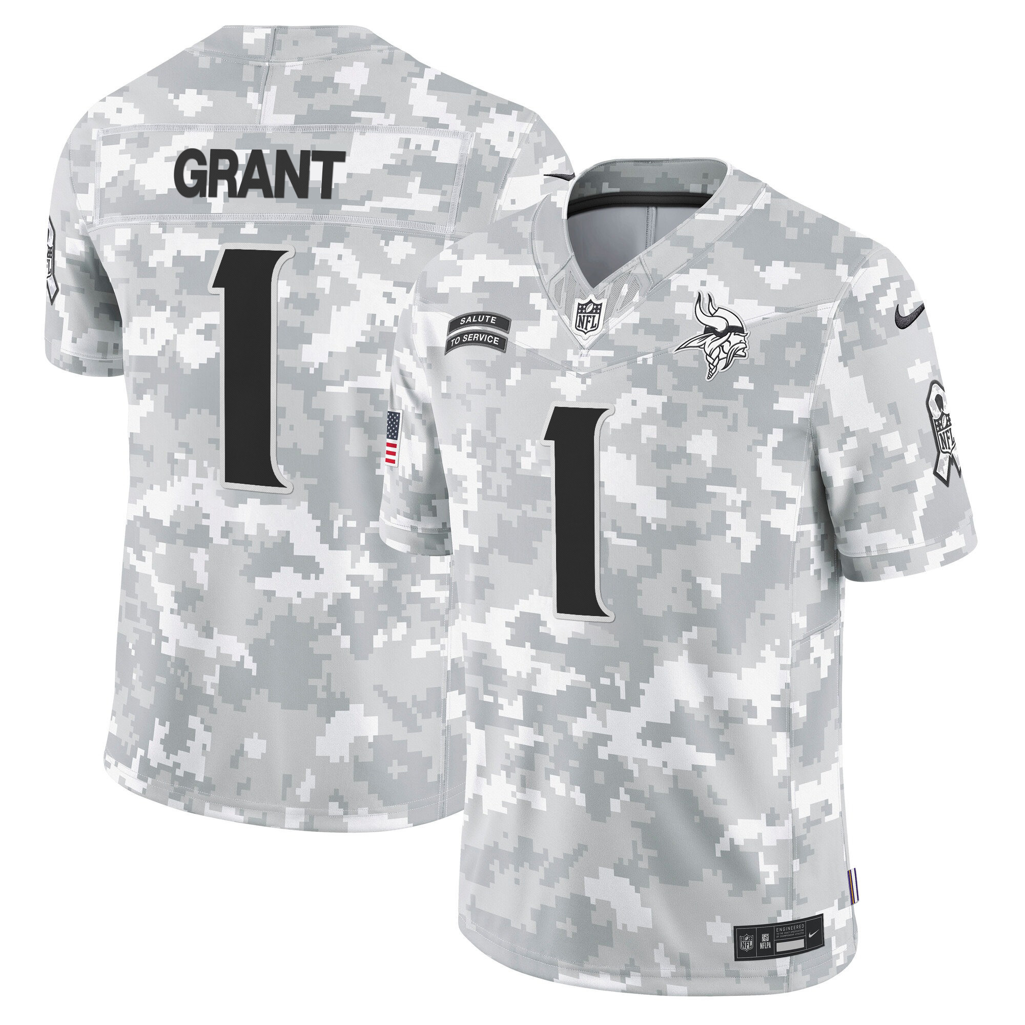 Bud Grant Men's Minnesota Vikings 2024 Salute to Service Vapor Limited Arctic Camo Jersey - All Stitched