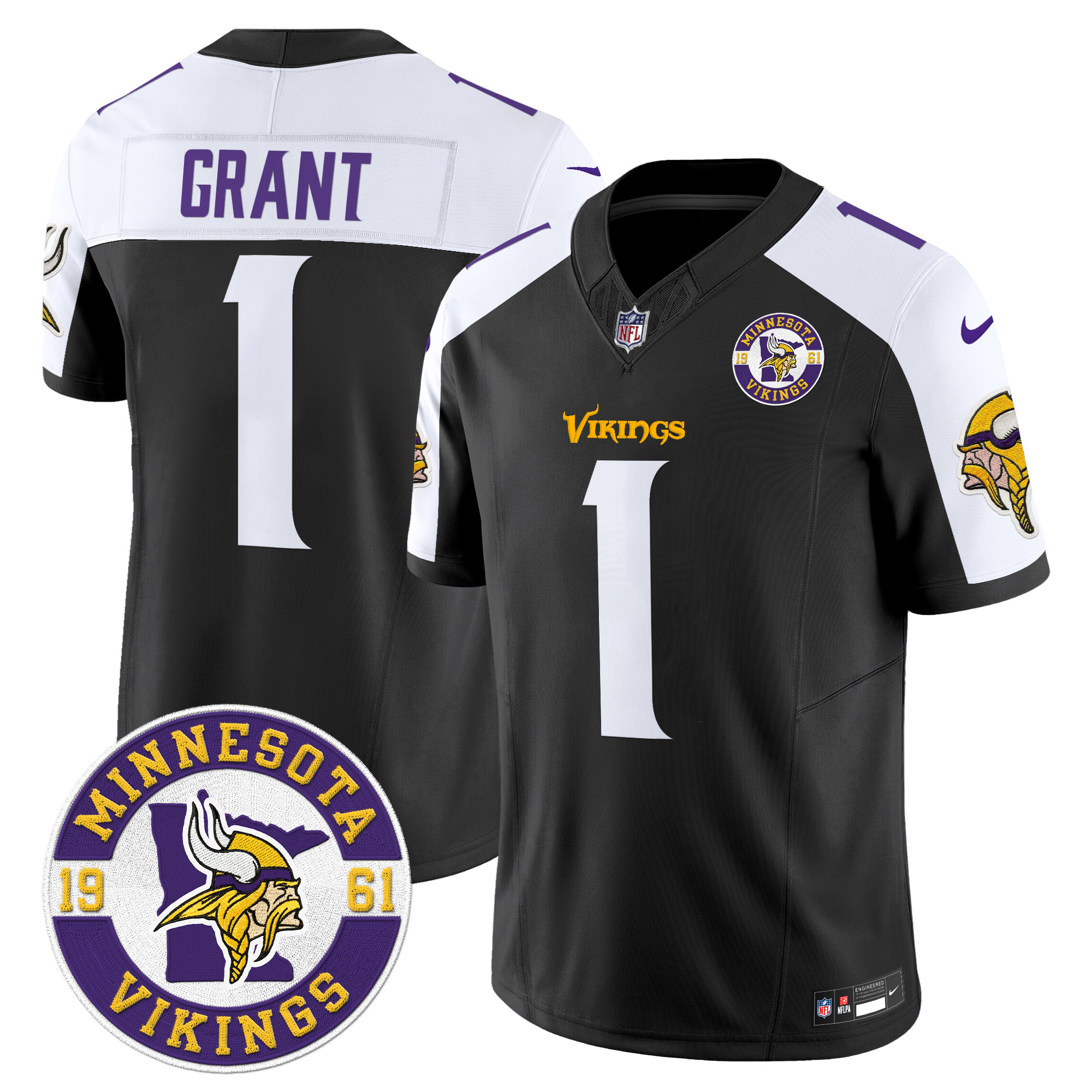 Bud Grant Men's Minnesota Vikings 2024 Vapor Limited Black Alternate Jersey - All Stitched