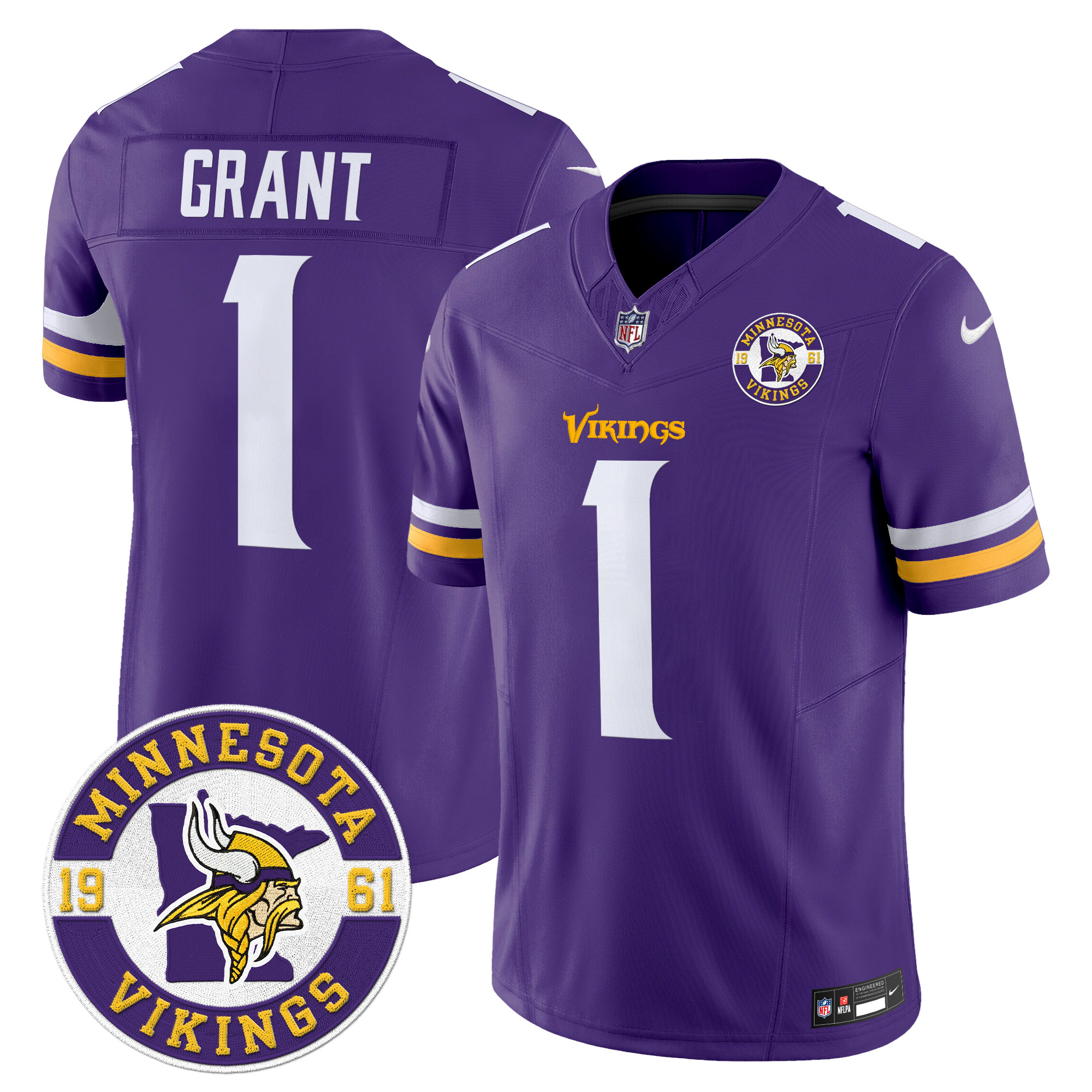 Bud Grant Men's Minnesota Vikings 2024 Vapor Limited Purple Jersey - All Stitched
