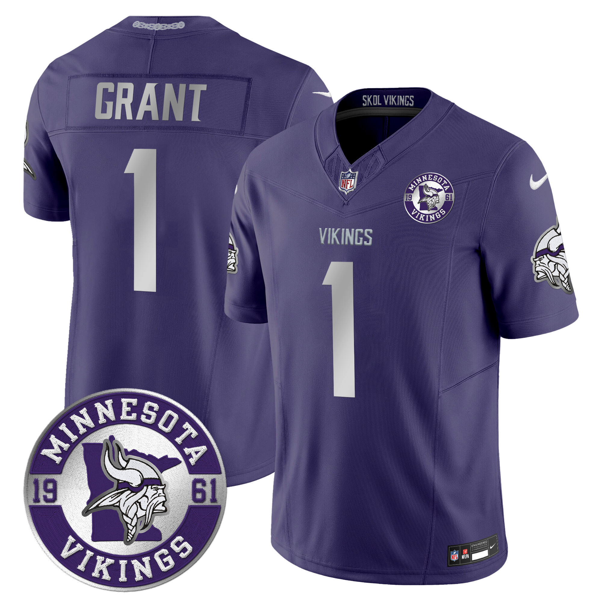 Bud Grant Men's Minnesota Vikings 2024 Vapor Limited Purple Jersey - All Stitched