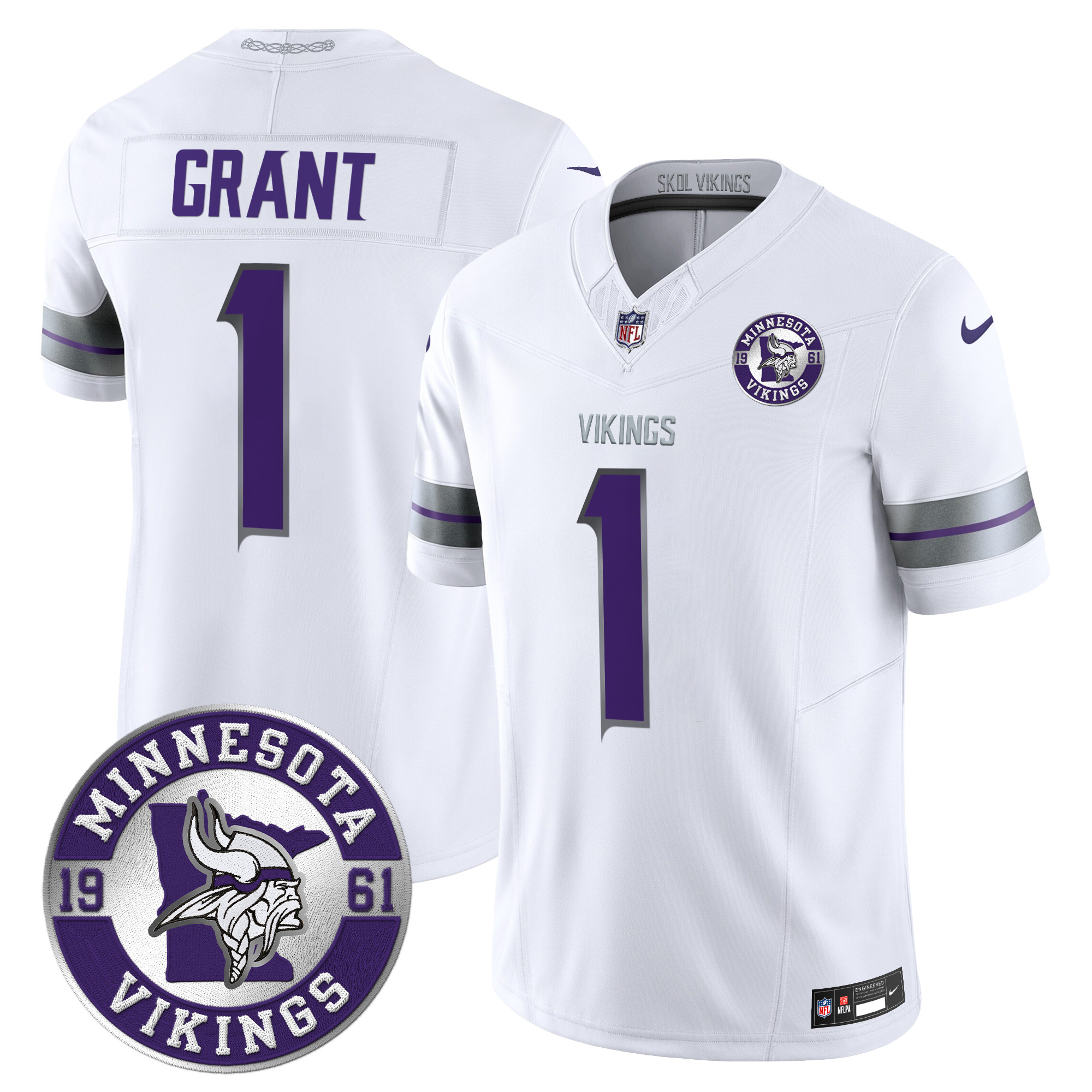 Bud Grant Men's Minnesota Vikings 2024 Vapor Limited White Jersey - All Stitched