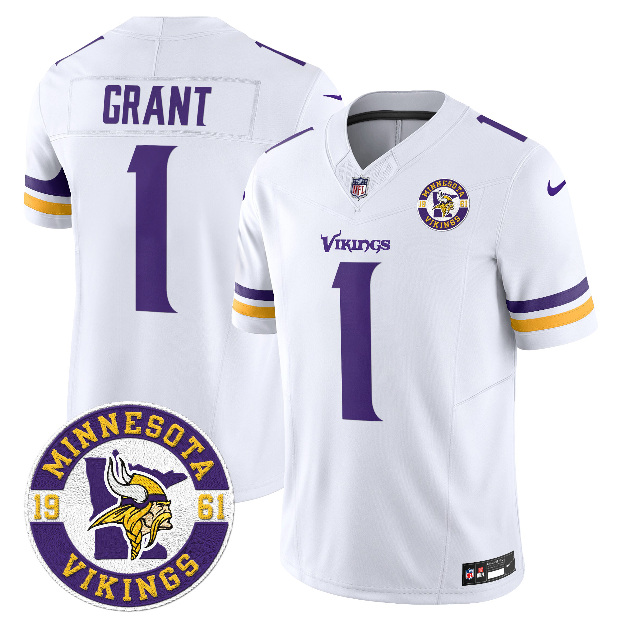 Bud Grant Men's Minnesota Vikings 2024 Vapor Limited White Jersey - All Stitched