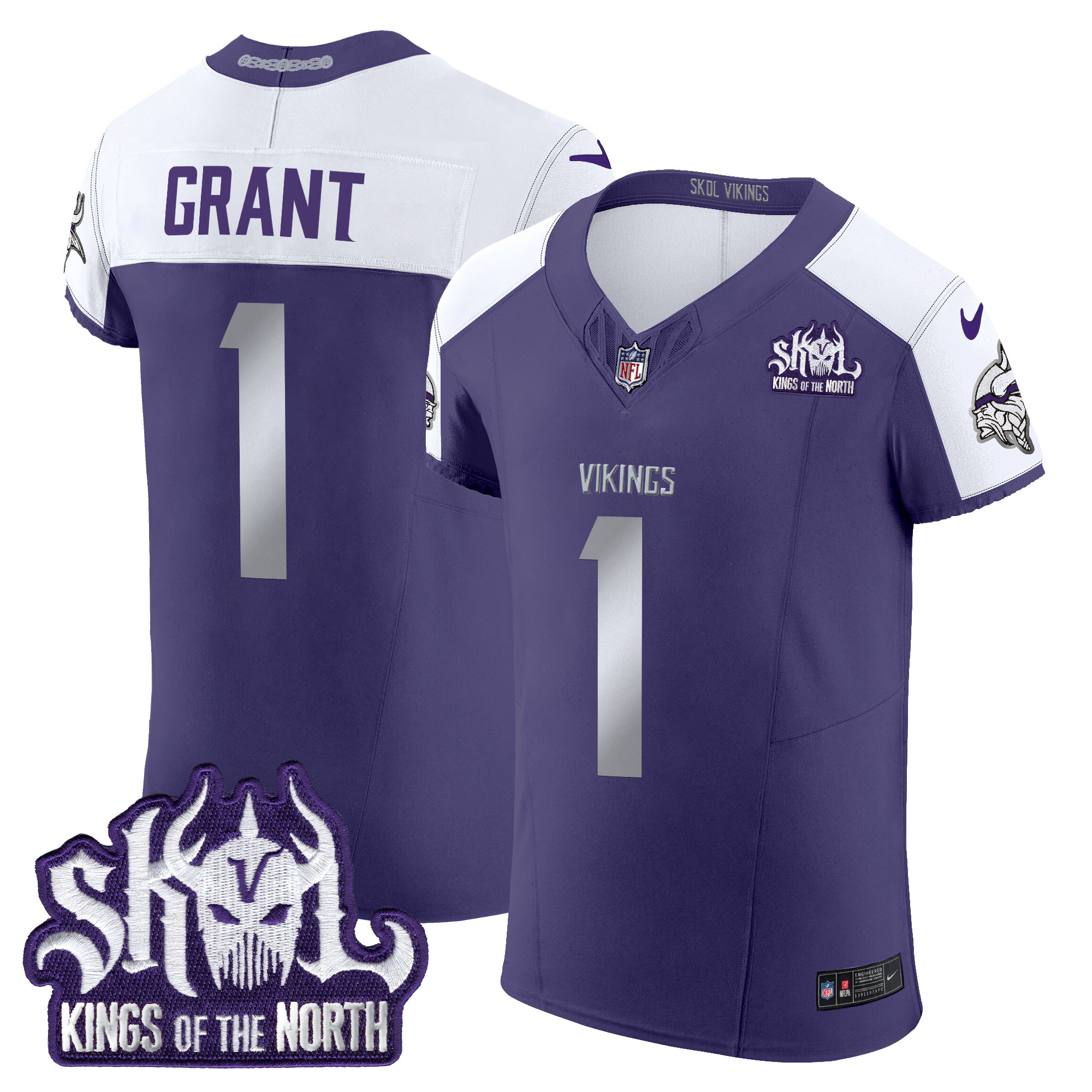 Bud Grant Men's Minnesota Vikings 2024 Winter Warrior Skol Patch Vapor Elite Purple Alternate Jersey - All Stitched