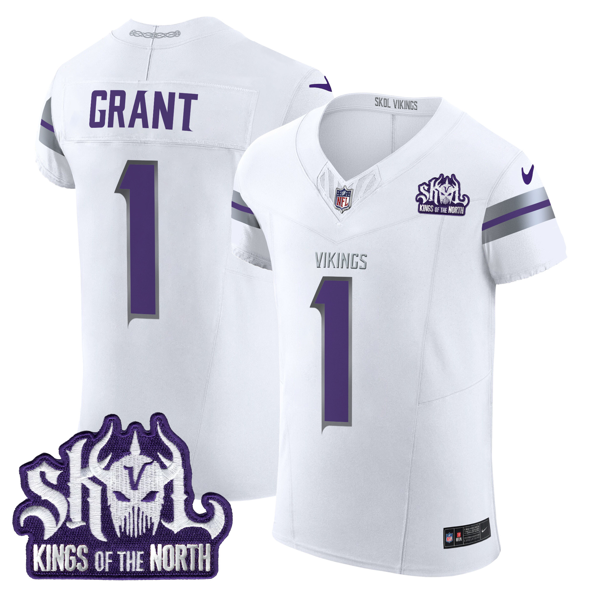 Bud Grant Men's Minnesota Vikings 2024 Winter Warrior Skol Patch Vapor Elite White Jersey - All Stitched
