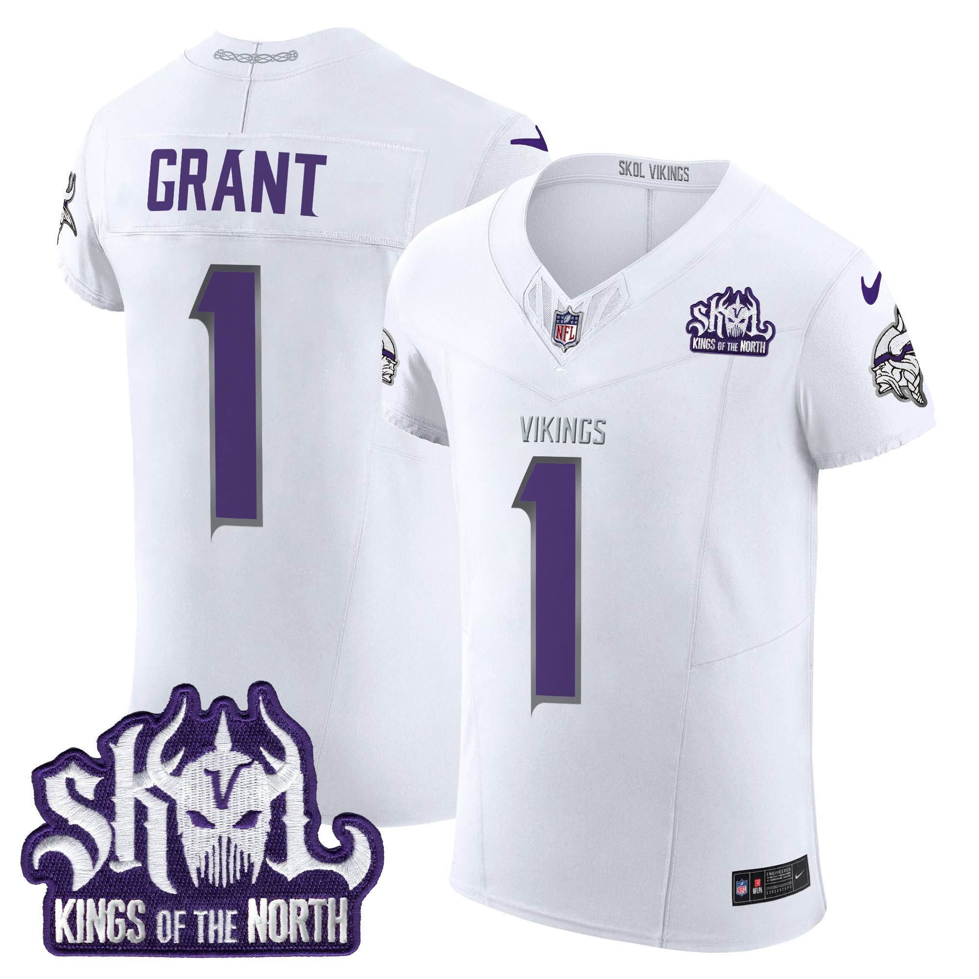 Bud Grant Men's Minnesota Vikings 2024 Winter Warrior Skol Patch Vapor Elite White Limited Jersey - All Stitched