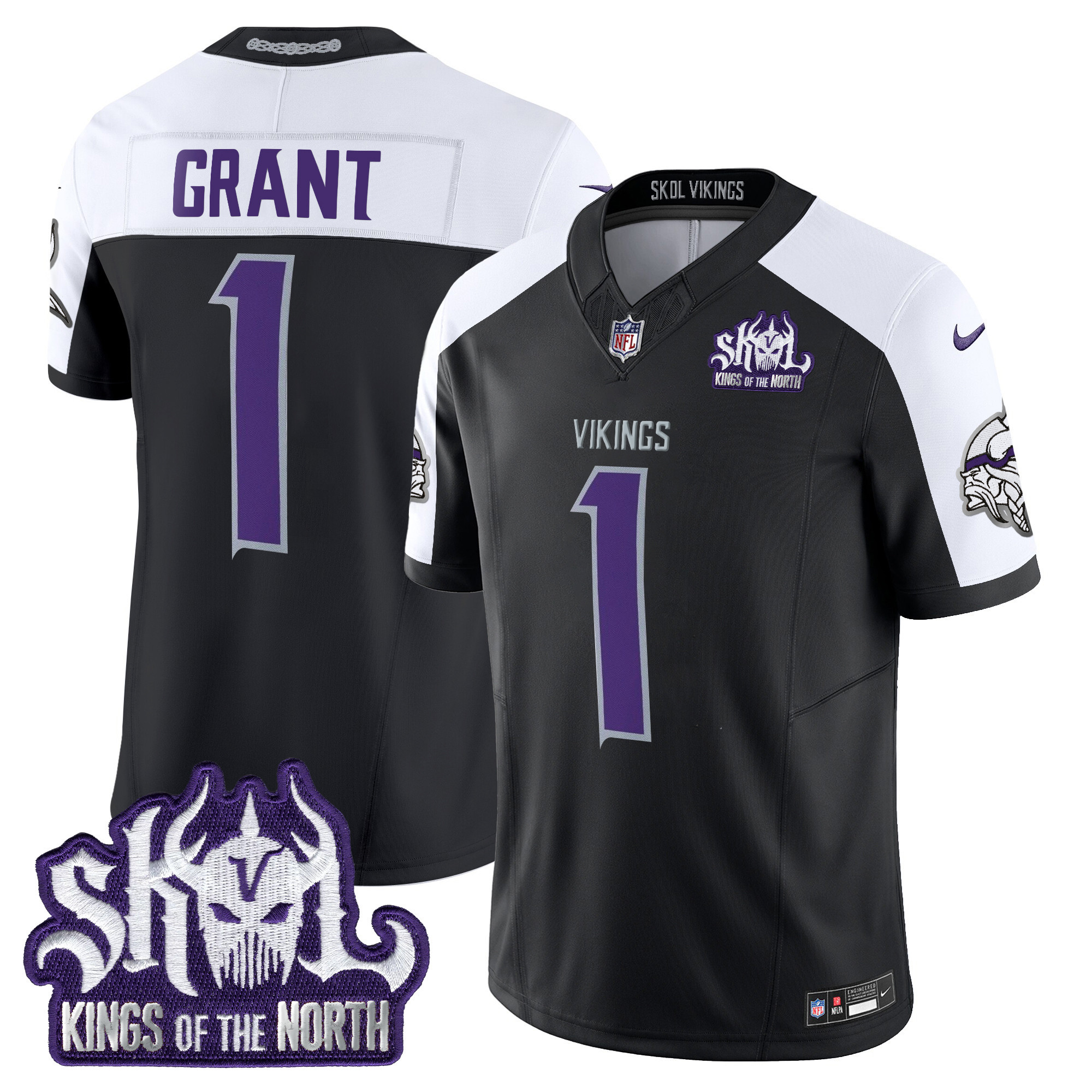 Bud Grant Men's Minnesota Vikings 2024 Winter Warrior Skol Patch Vapor Limited Black Alternate Jersey - All Stitched