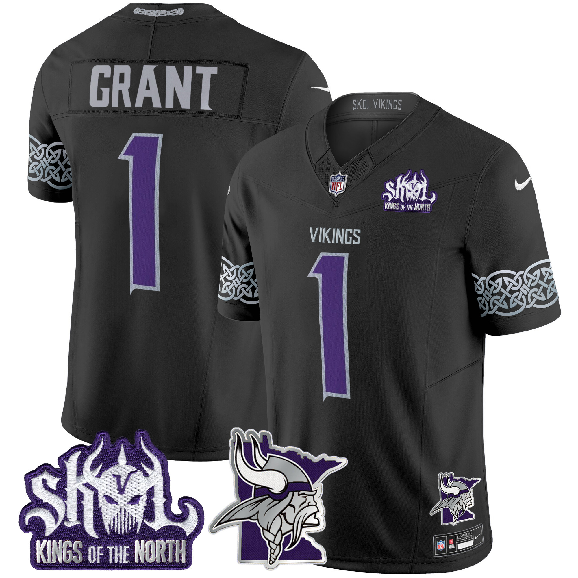 Bud Grant Men's Minnesota Vikings 2024 Winter Warrior Skol Patch Vapor Limited Black Jersey - All Stitched