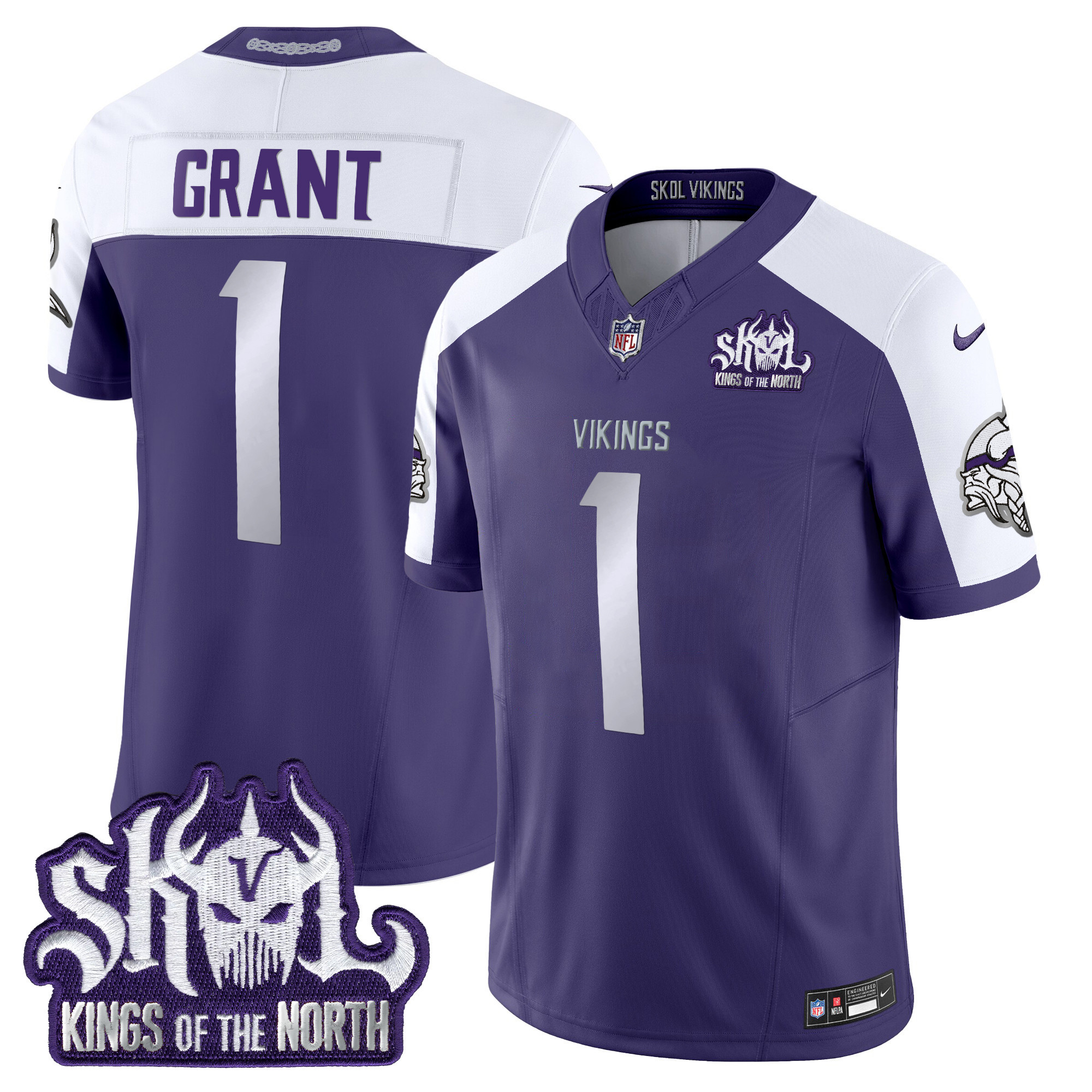 Bud Grant Men's Minnesota Vikings 2024 Winter Warrior Skol Patch Vapor Limited Purple Alternate Jersey - All Stitched