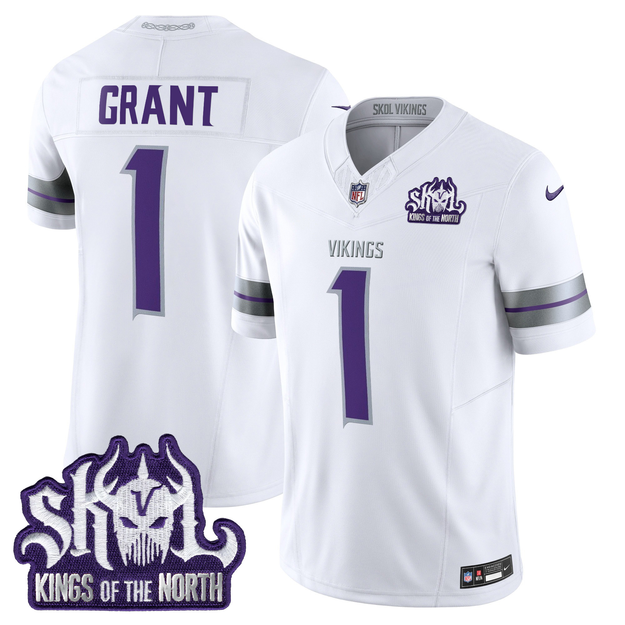 Bud Grant Men's Minnesota Vikings 2024 Winter Warrior Skol Patch Vapor Limited White Jersey - All Stitched