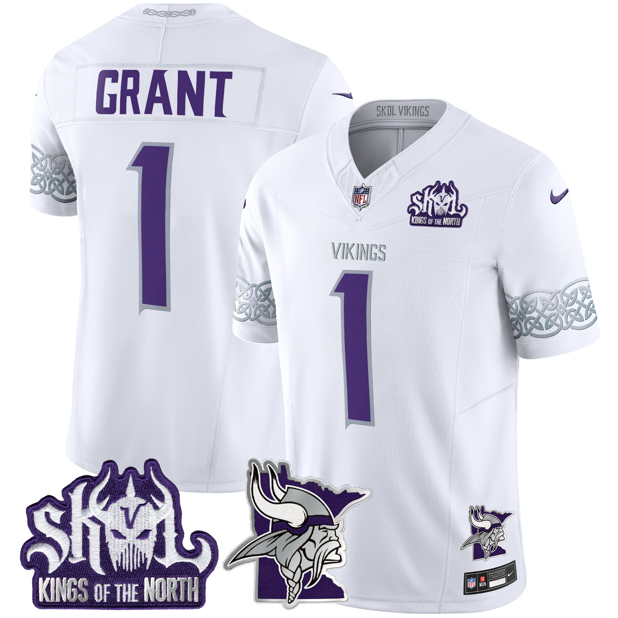 Bud Grant Men's Minnesota Vikings 2024 Winter Warrior Skol Patch Vapor Limited White Jersey - All Stitched