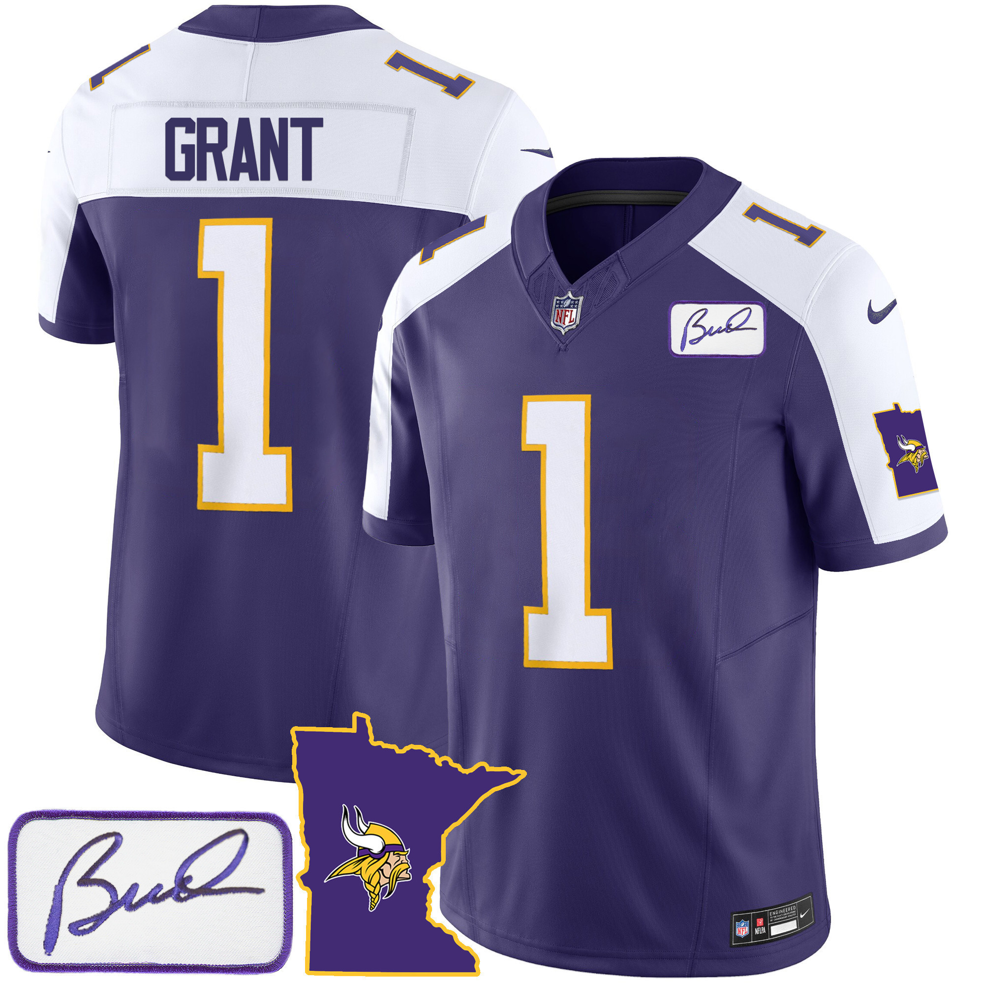 Bud Grant Men's Minnesota Vikings Bud Grant Patch Classic Limited Alternate Jersey - All Stitched