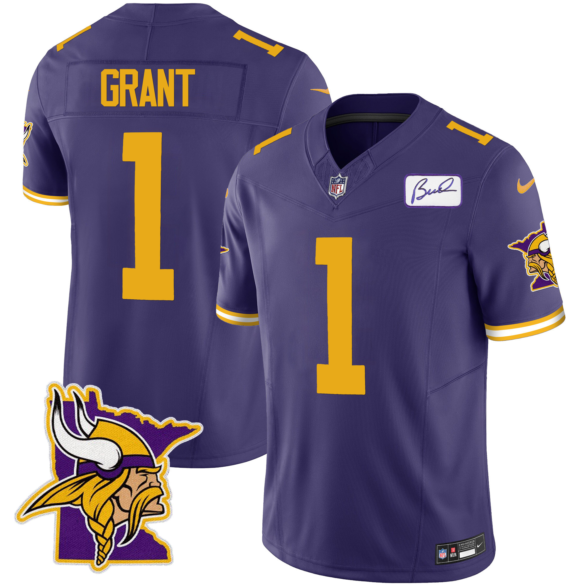 Bud Grant Men's Minnesota Vikings Bud Grant Patch Classic Limited Color Rush Jersey - All Stitched