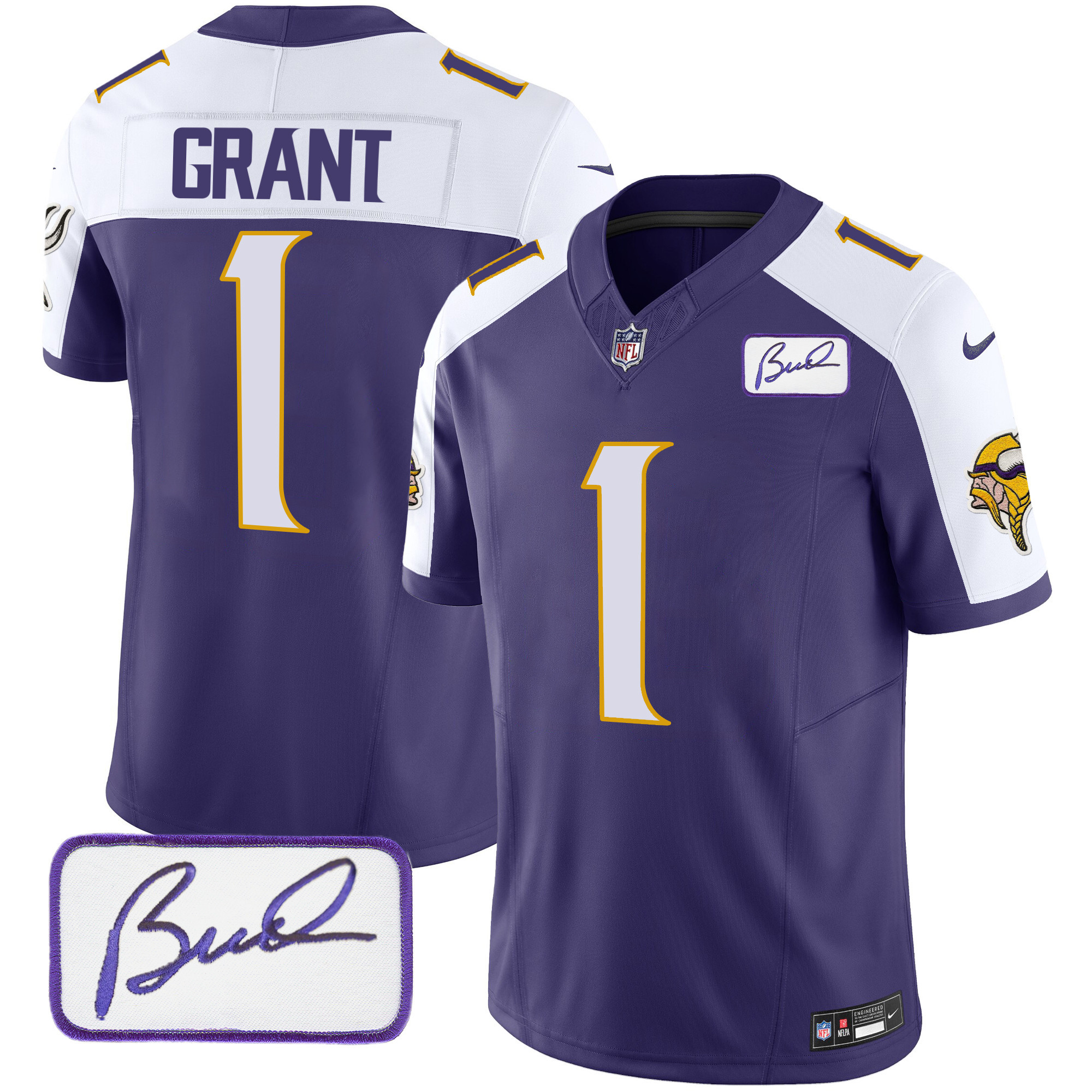 Bud Grant Men's Minnesota Vikings Bud Grant Patch Classic Limited Purple Alternate Jersey - All Stitched