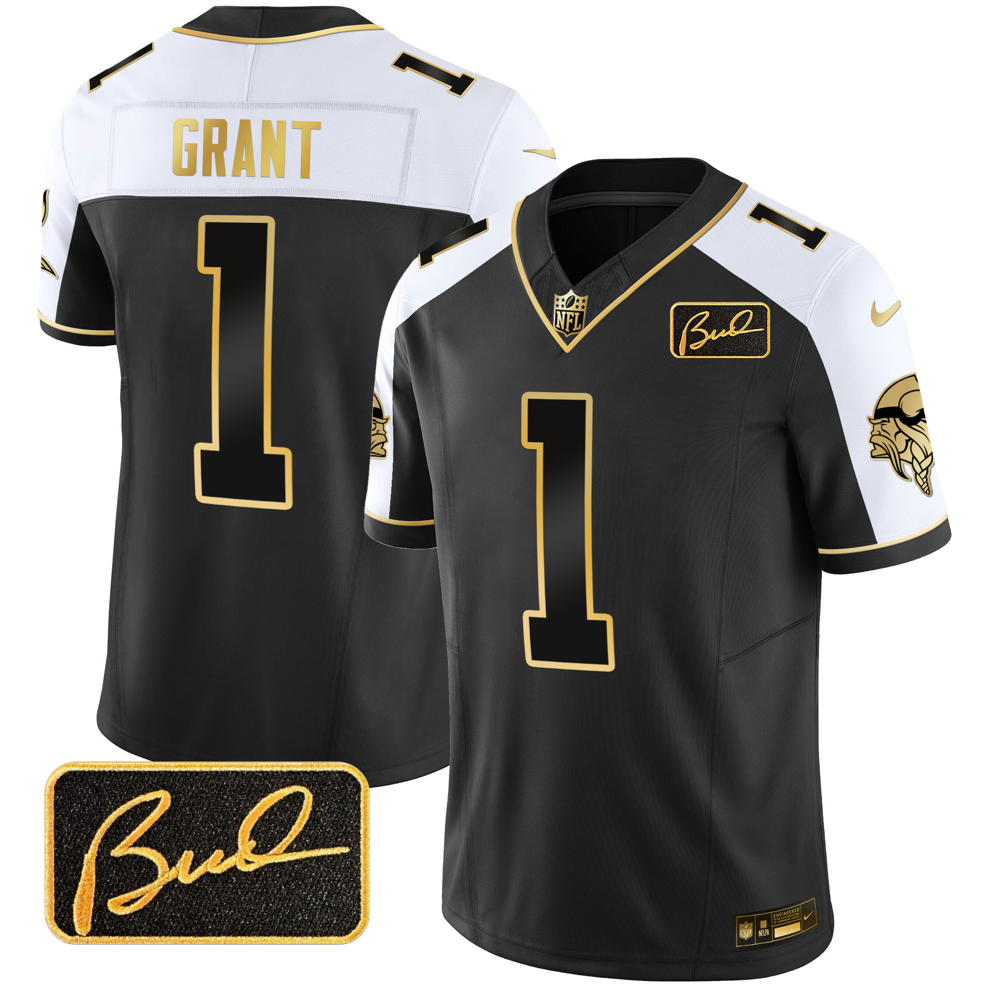 Bud Grant Men's Minnesota Vikings Bud Grant Patch Gold Limited Alternate Jersey - All Stitched