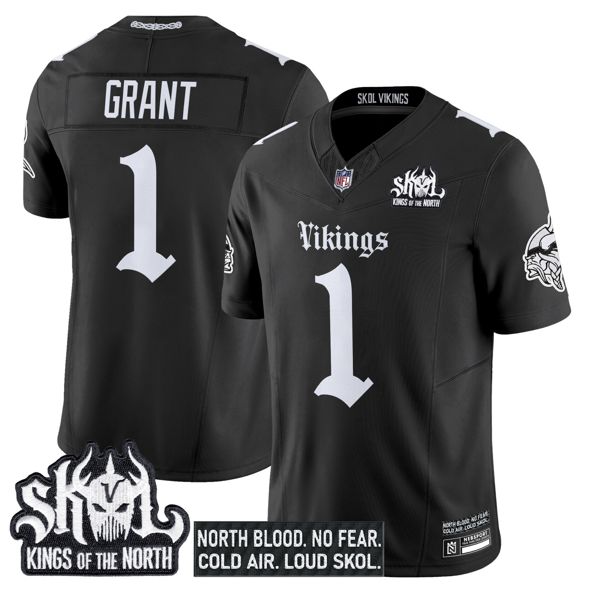 Bud Grant Men's Minnesota Vikings 'Gothic Norseblood Edition' Vapor Limited Black Jersey - All Stitched