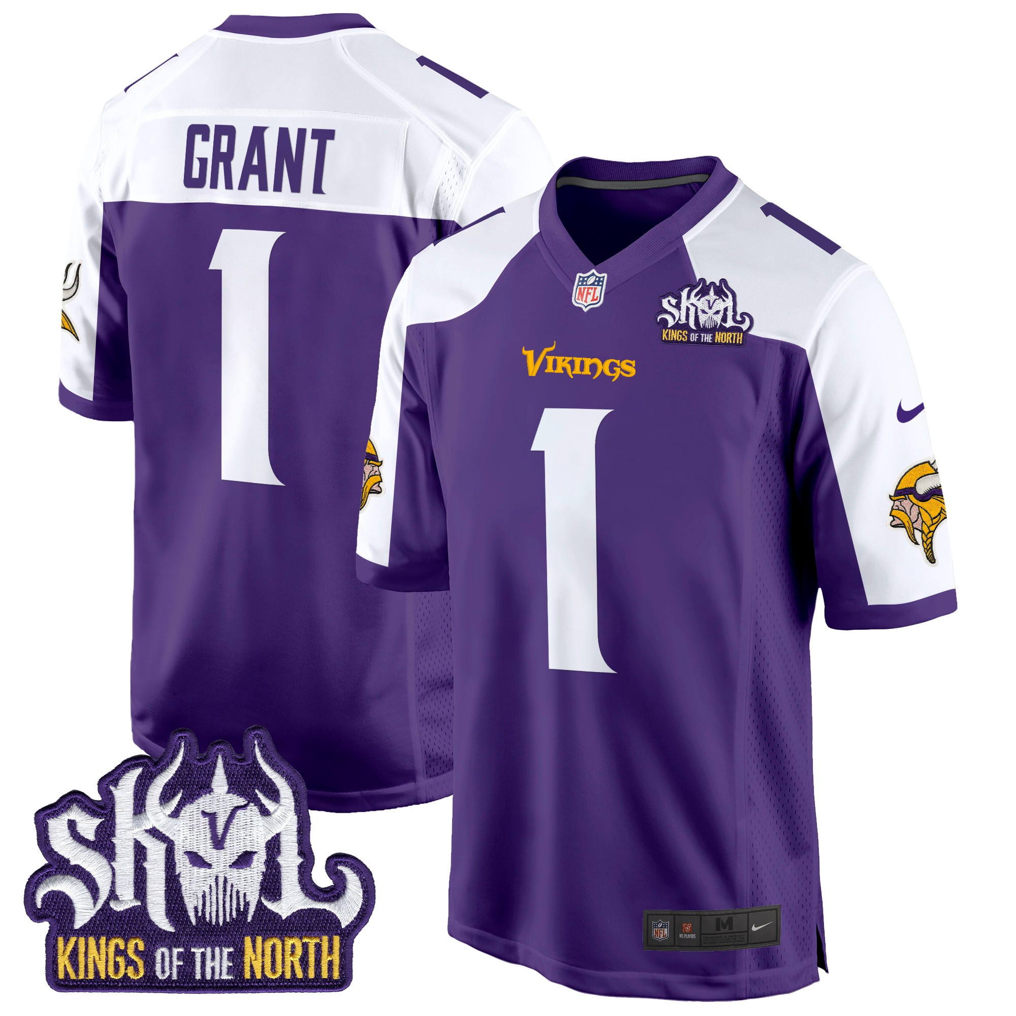 Bud Grant Men's Minnesota Vikings King Of The North Patch Game Purple Alternate Jersey - All Stitched
